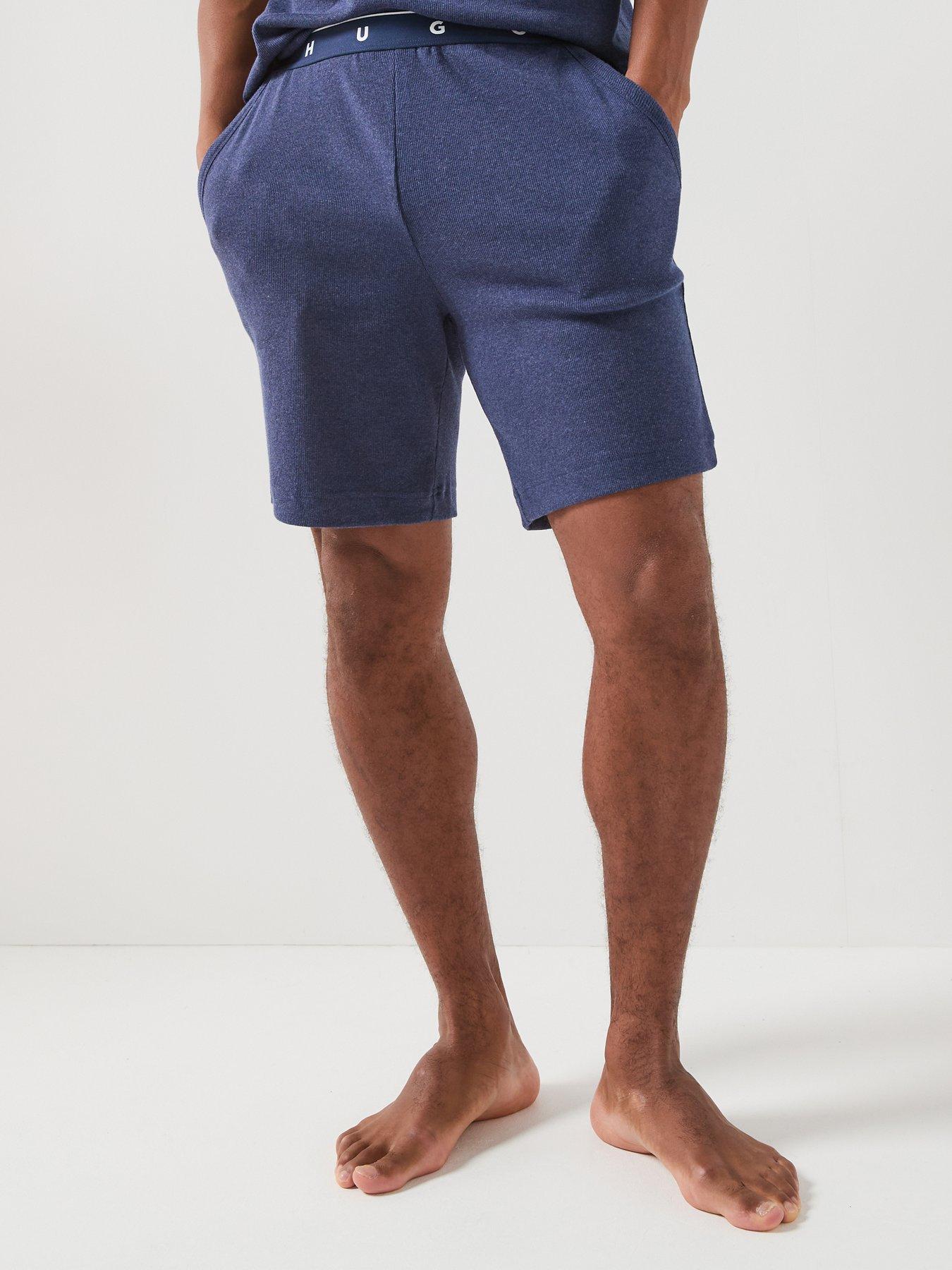 HUGO Bodywear Azuri Spaced Logo Lounge Shorts - Navy