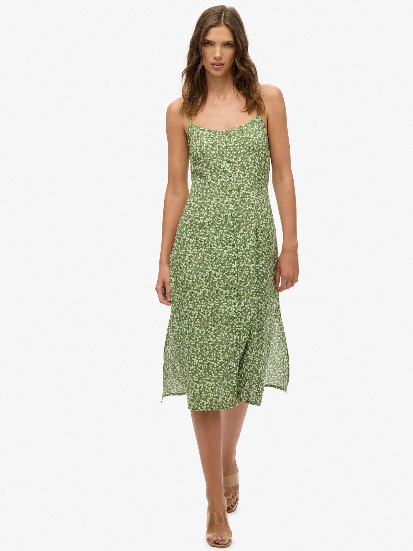 Image 1 of 6 of Superdry Print Button Cami Midi Dress