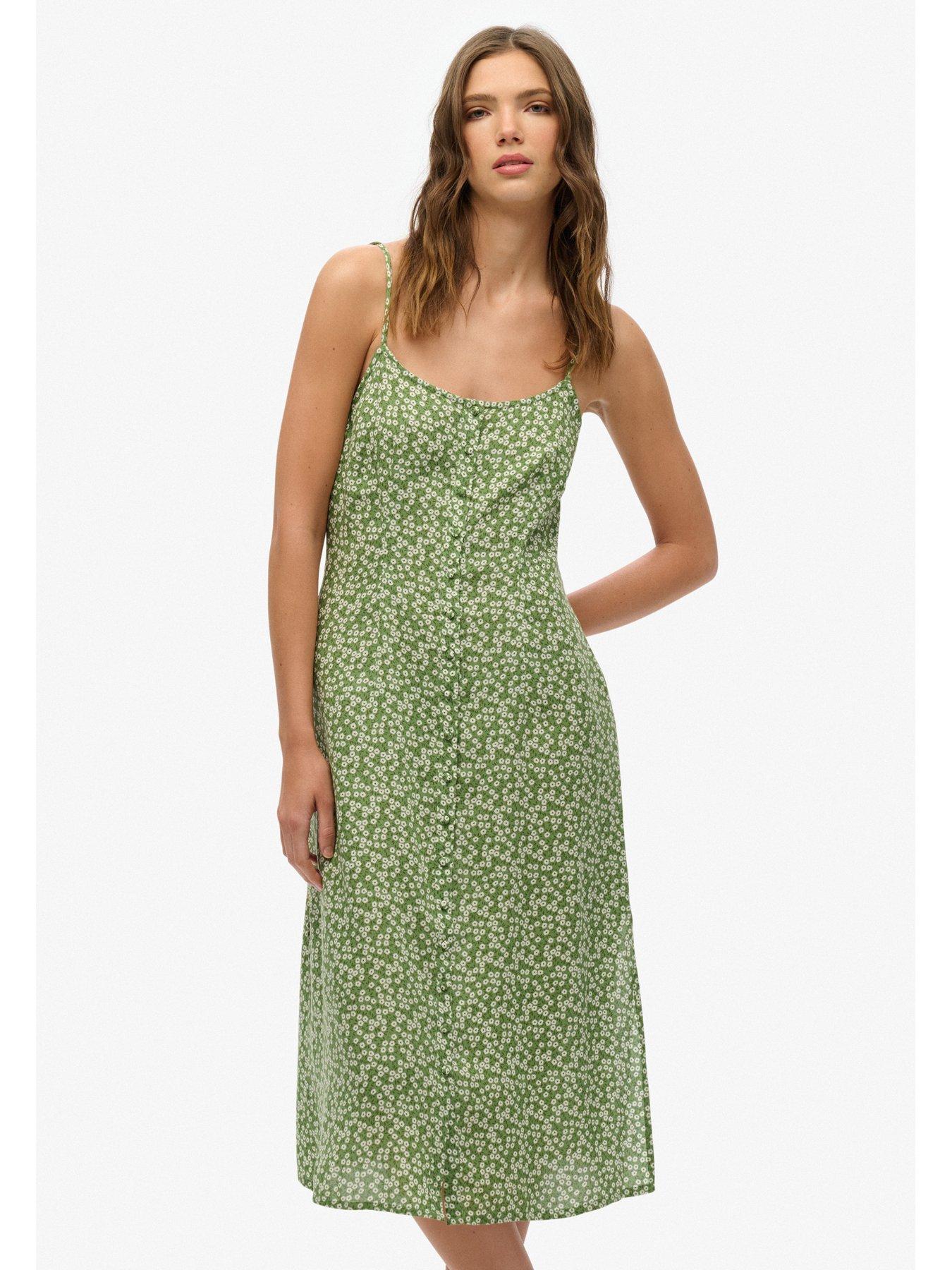 Image 4 of 6 of Superdry Print Button Cami Midi Dress
