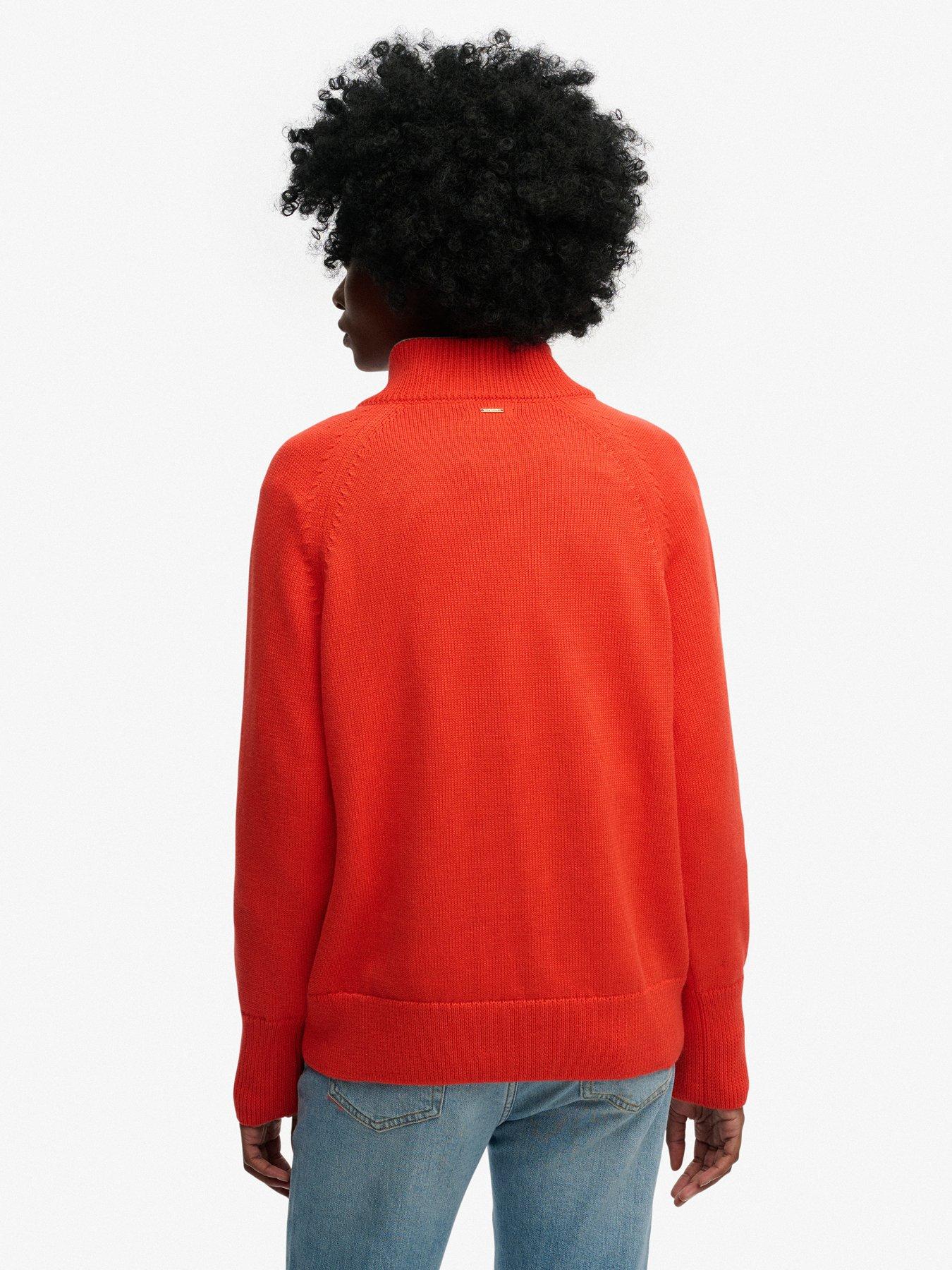 Image 2 of 6 of Superdry Classic Cotton Knit Half Zip Jumper - Orange