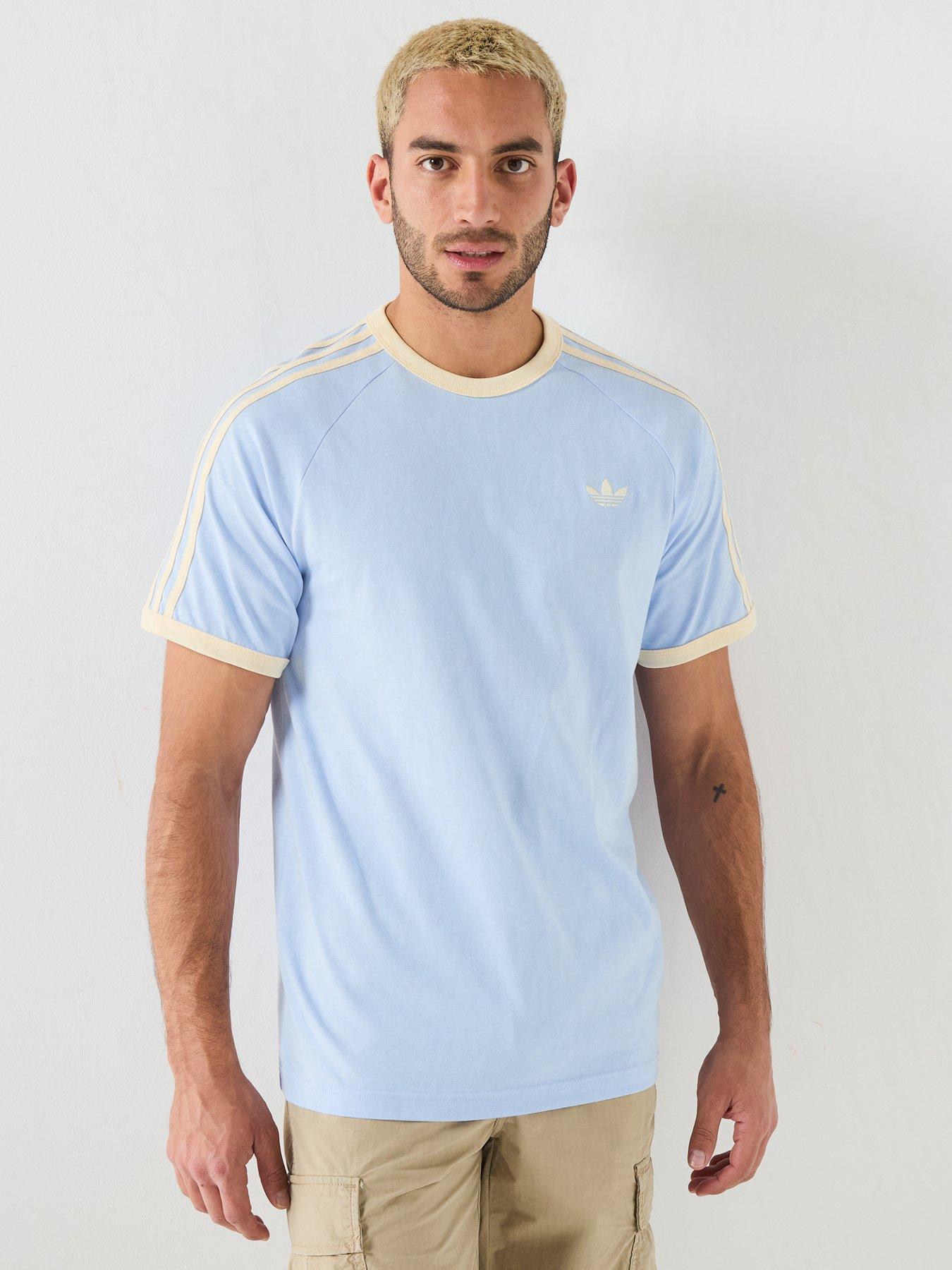 adidas Originals Mens Training 3 Stripe T-Shirt - Blue