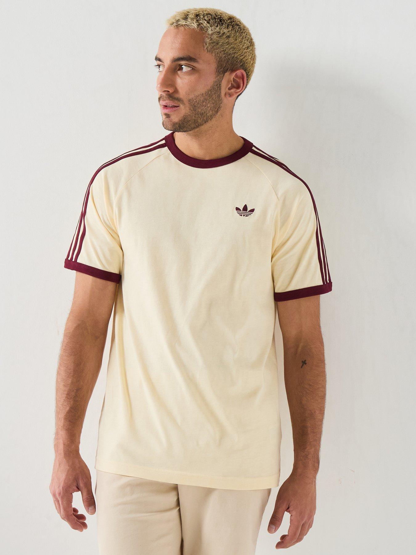 adidas Originals Mens Training 3 Stripe Tee - Yellow