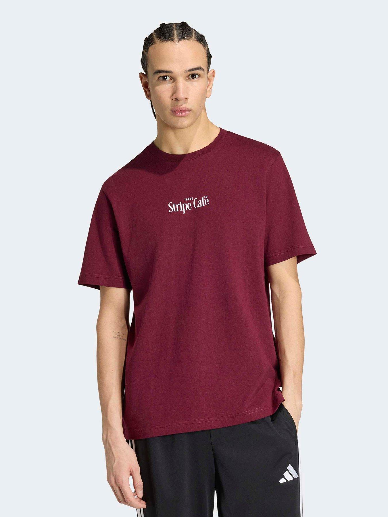 adidas Sportswear Men's Coffee Cafe Donut Bag Graphic T-Shirt - Burgundy