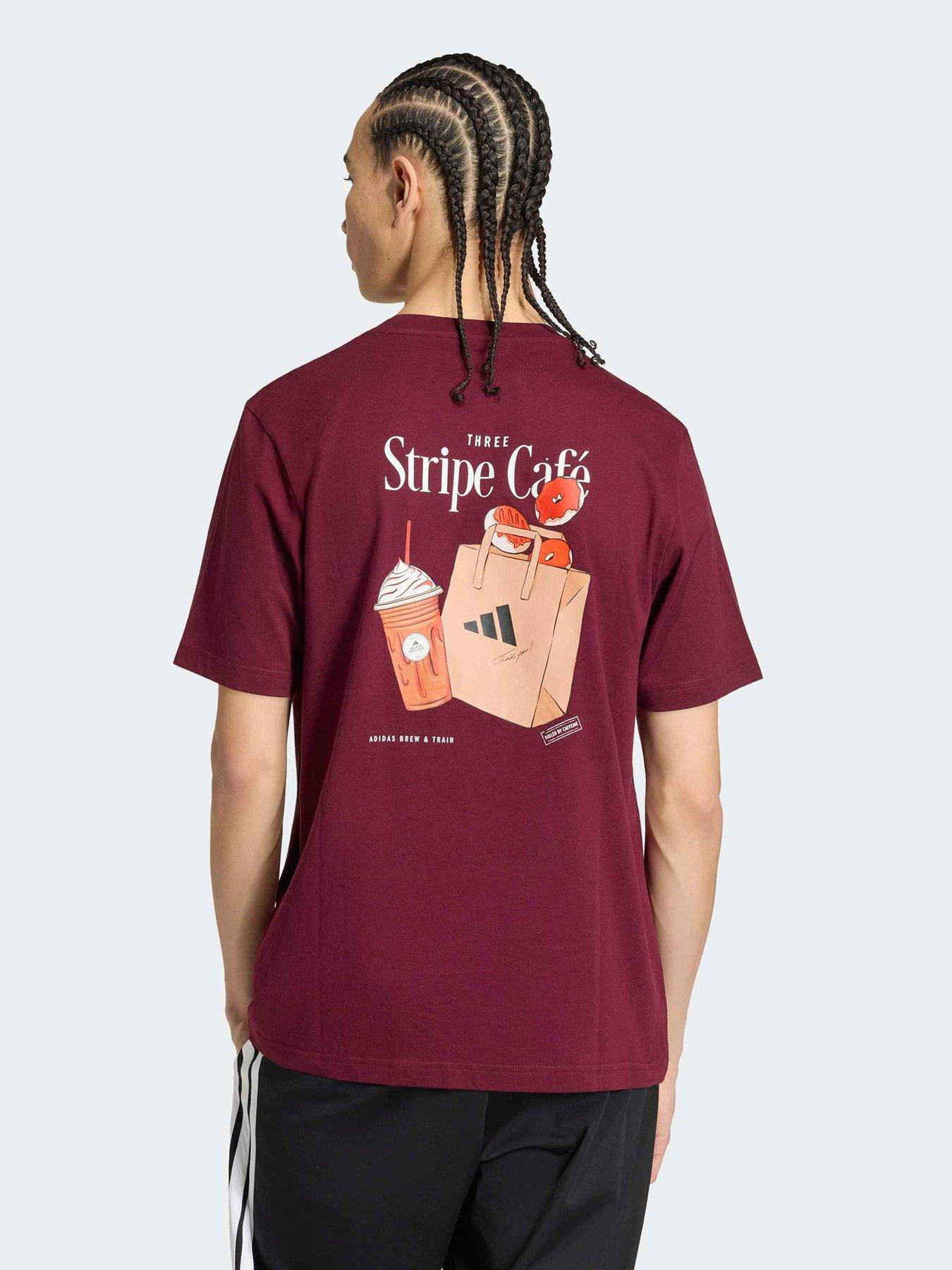 Image 2 of 6 of adidas Sportswear Men's Coffee Cafe Donut Bag Graphic T-Shirt - Burgundy