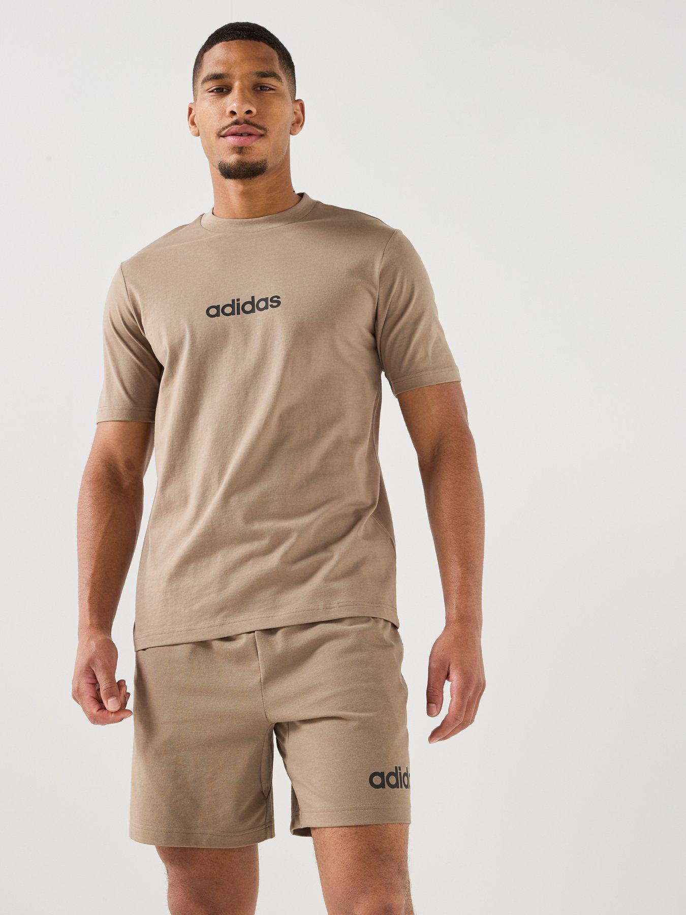 adidas Sportswear Mens Essentials Linear Single Jersey Tee - Beige