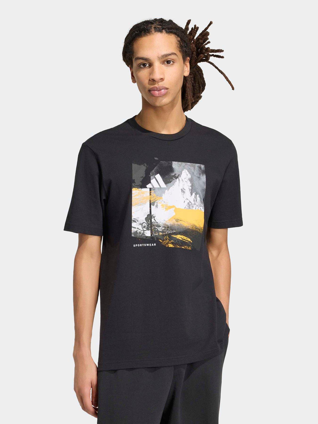 Image 1 of 6 of adidas Sportswear Mens Outdoor Graphic Outdoor Tee - Black