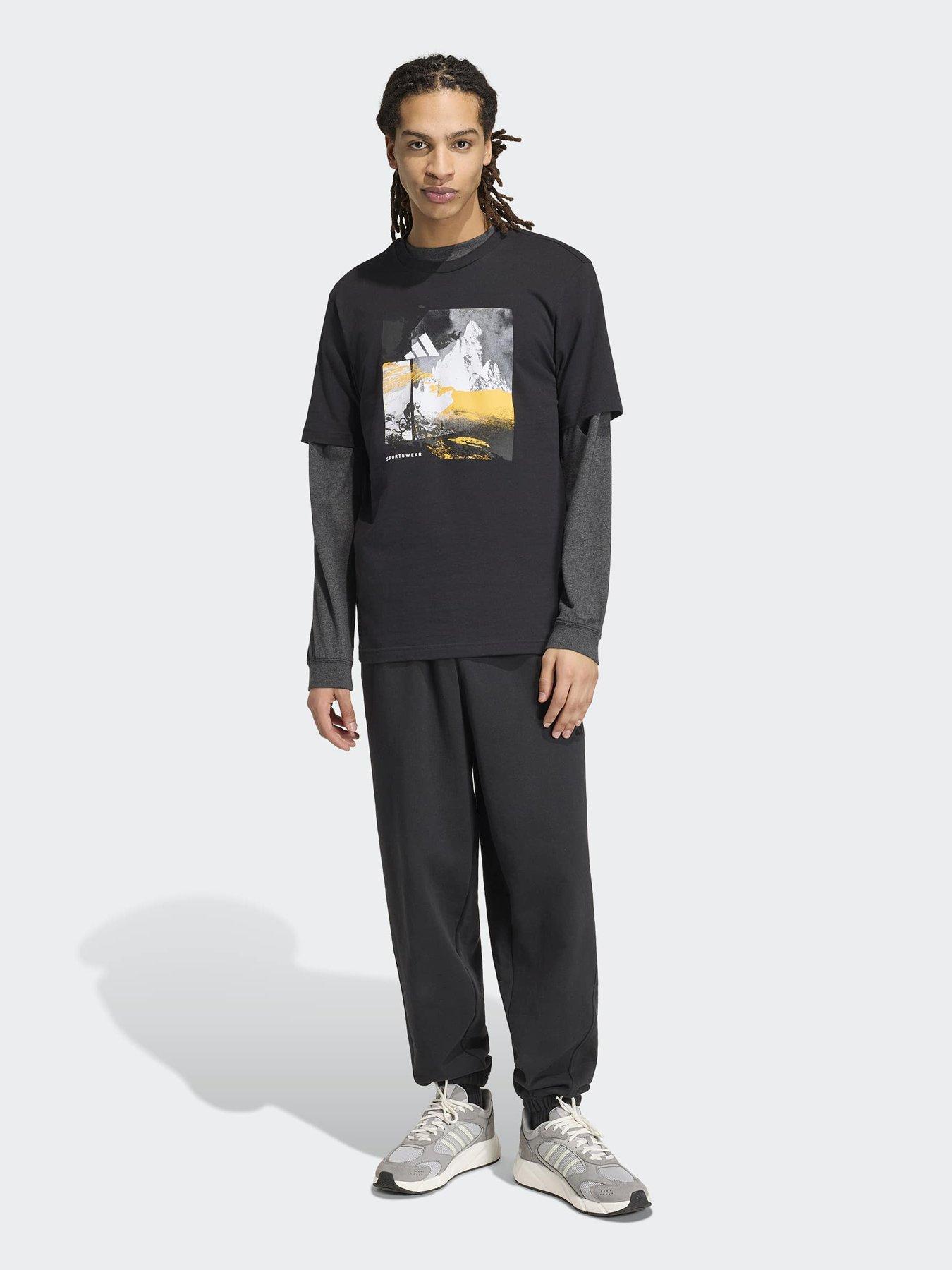 Image 3 of 6 of adidas Sportswear Mens Outdoor Graphic Outdoor Tee - Black