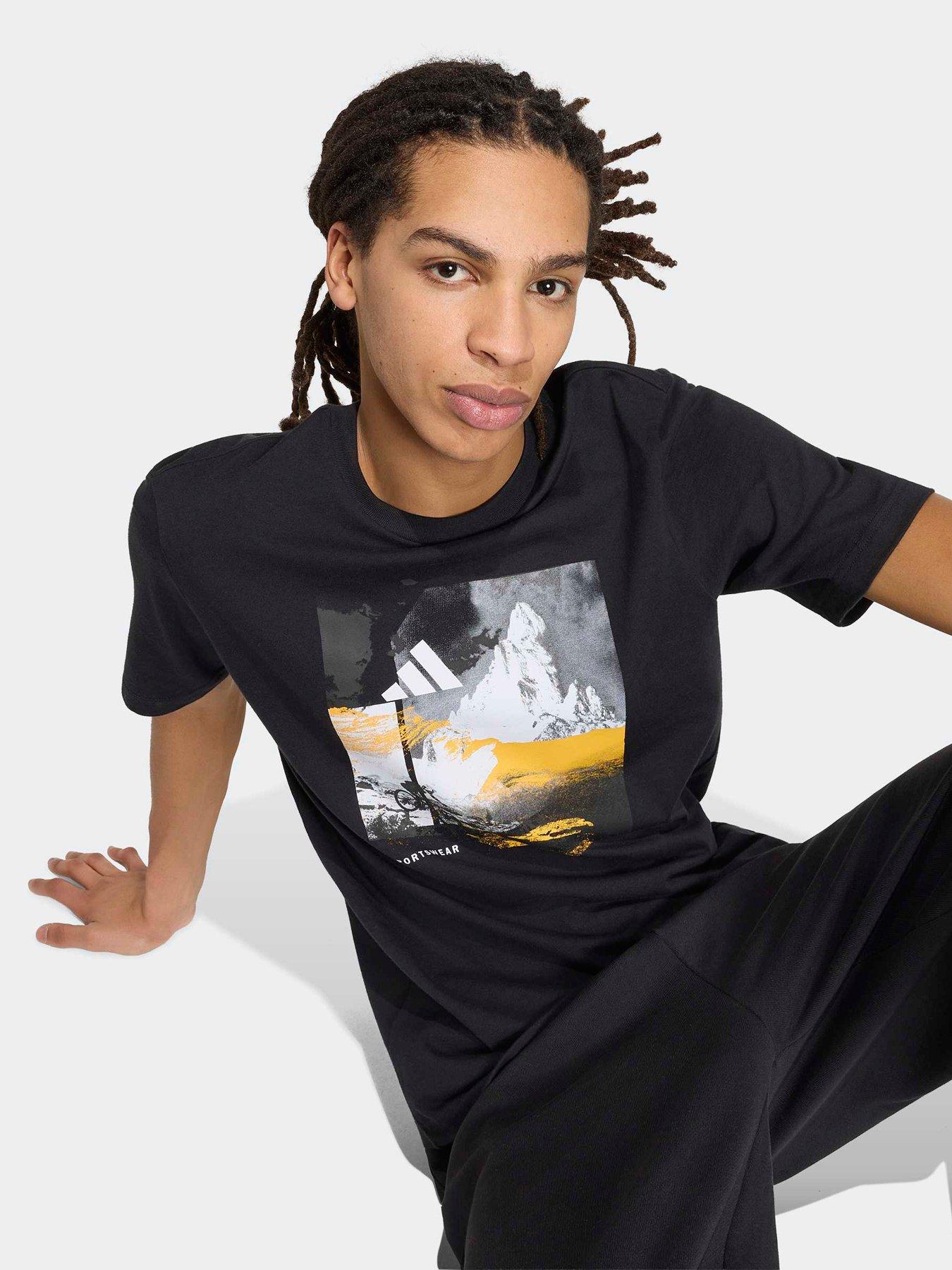 Image 4 of 6 of adidas Sportswear Mens Outdoor Graphic Outdoor Tee - Black