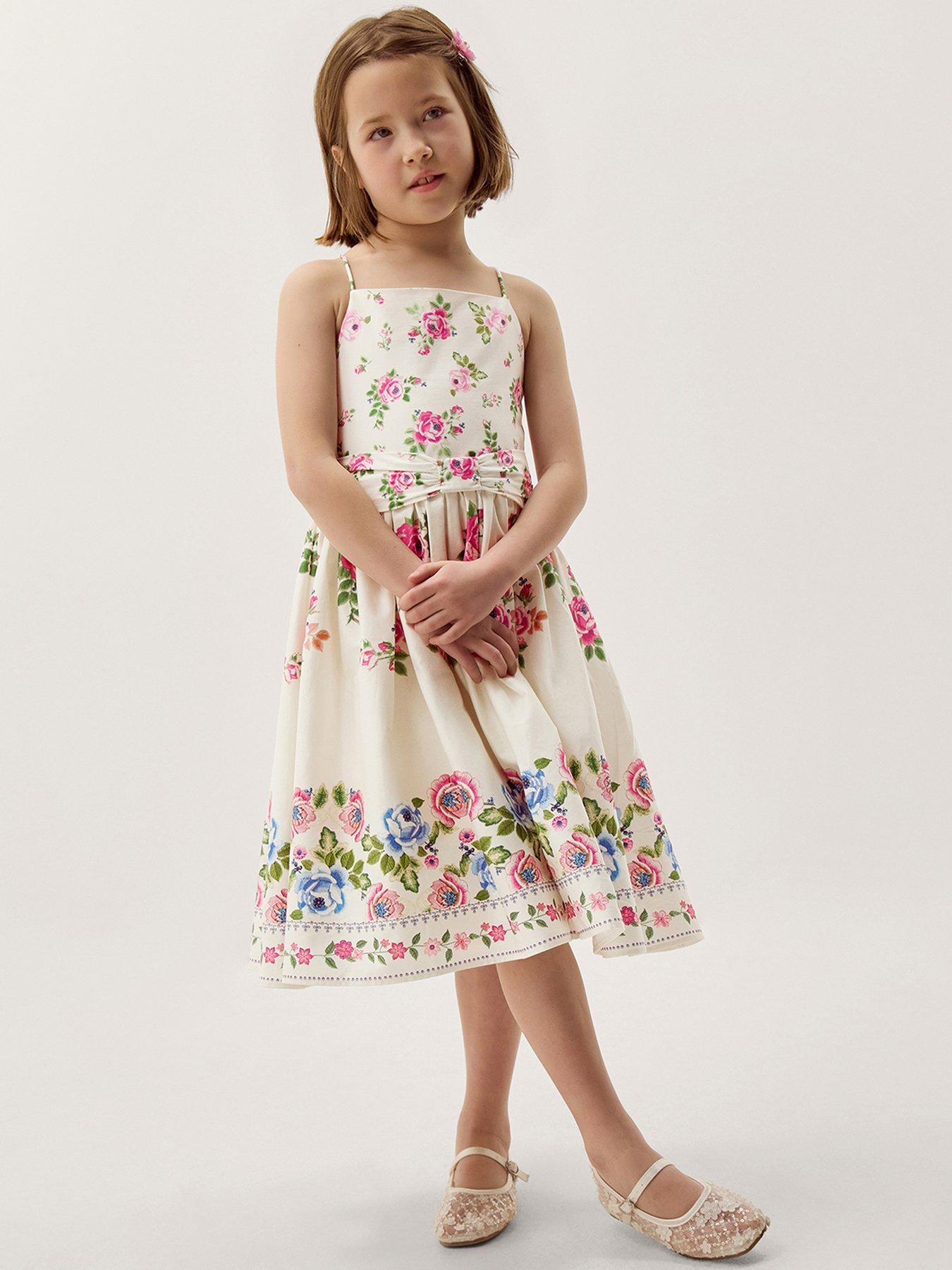  image of monsoon-girls-rose-border-dress-multi