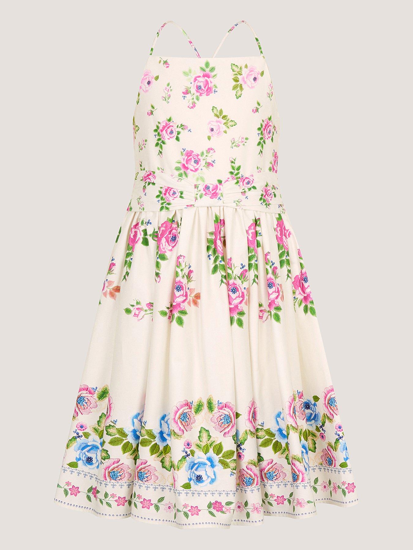  image of monsoon-girls-rose-border-dress-multi
