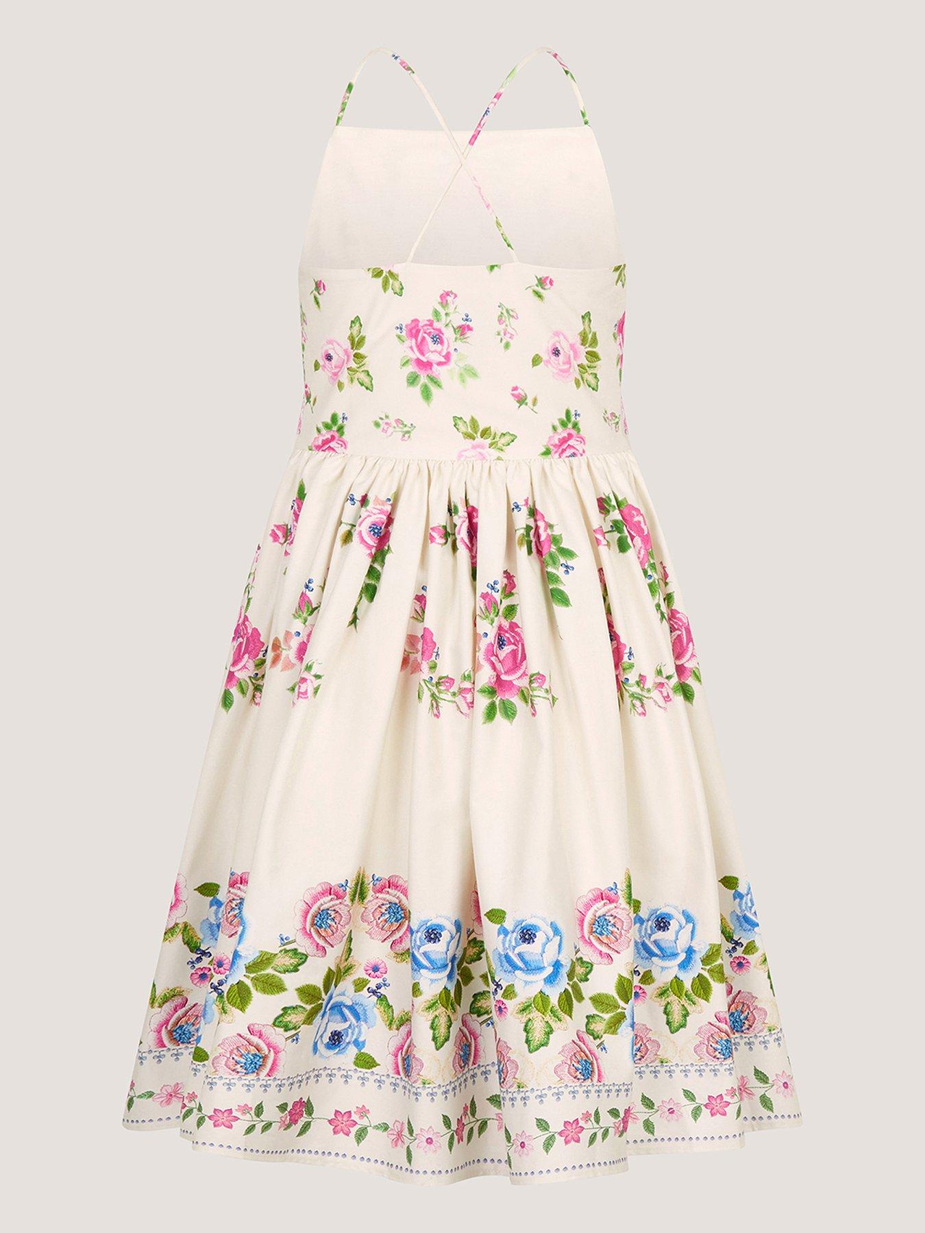  image of monsoon-girls-rose-border-dress-multi