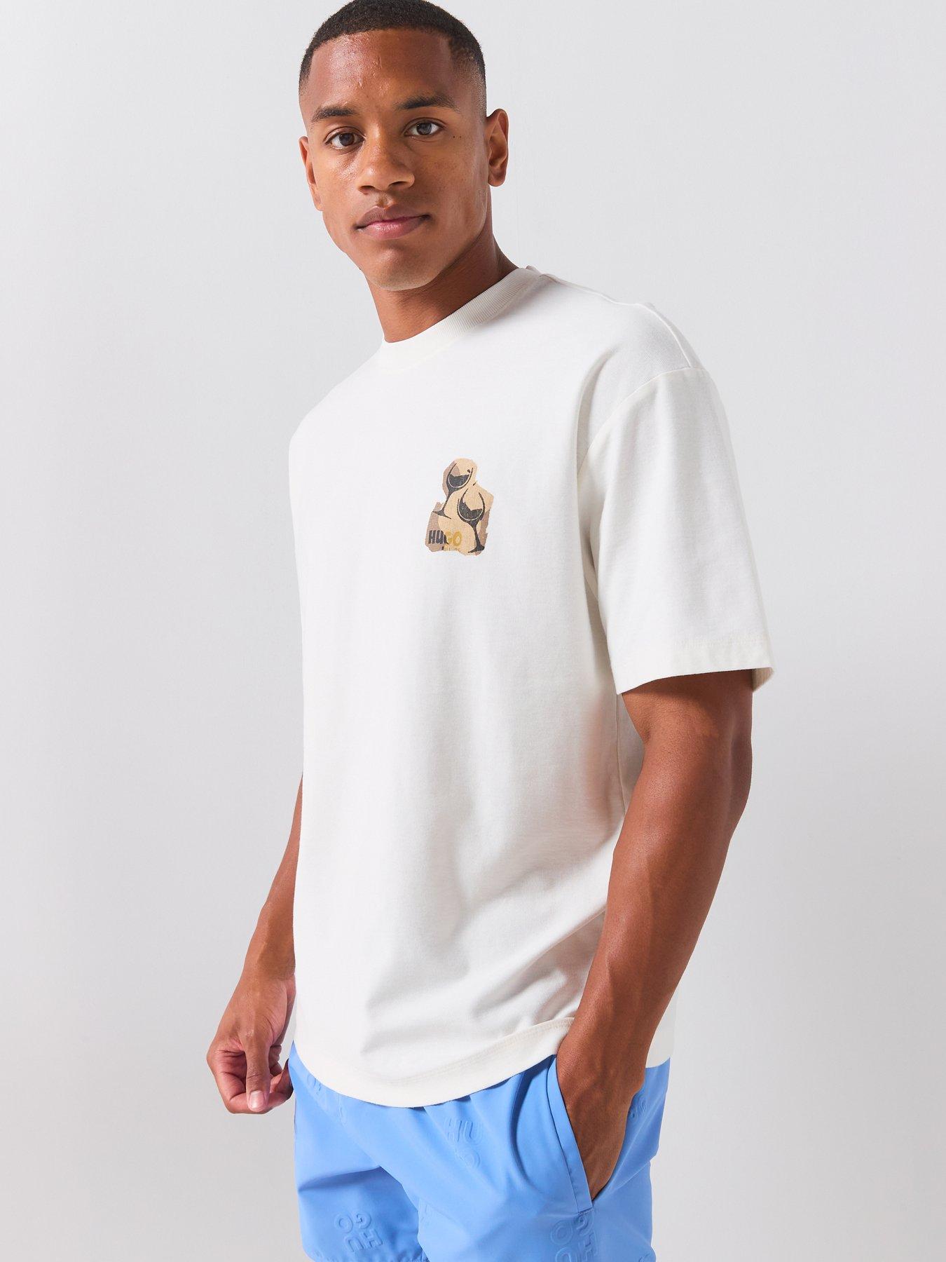 HUGO Detzi Wine Back Graphic T-Shirt - Off White