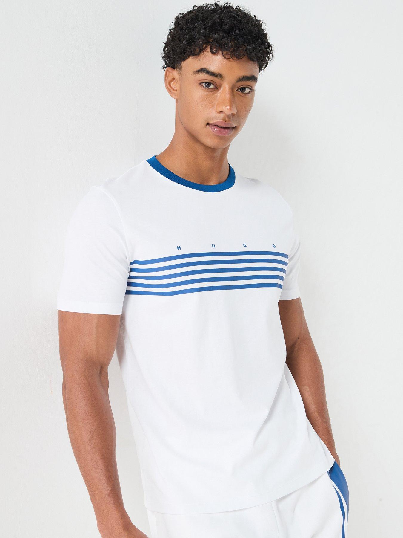 HUGO Dempsy Stripe Detail T-Shirt - White