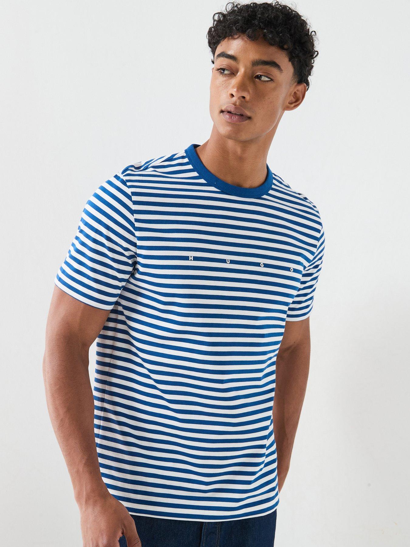 Image 1 of 5 of HUGO Demptee Nautical Stripe T-Shirt - Bright Blue