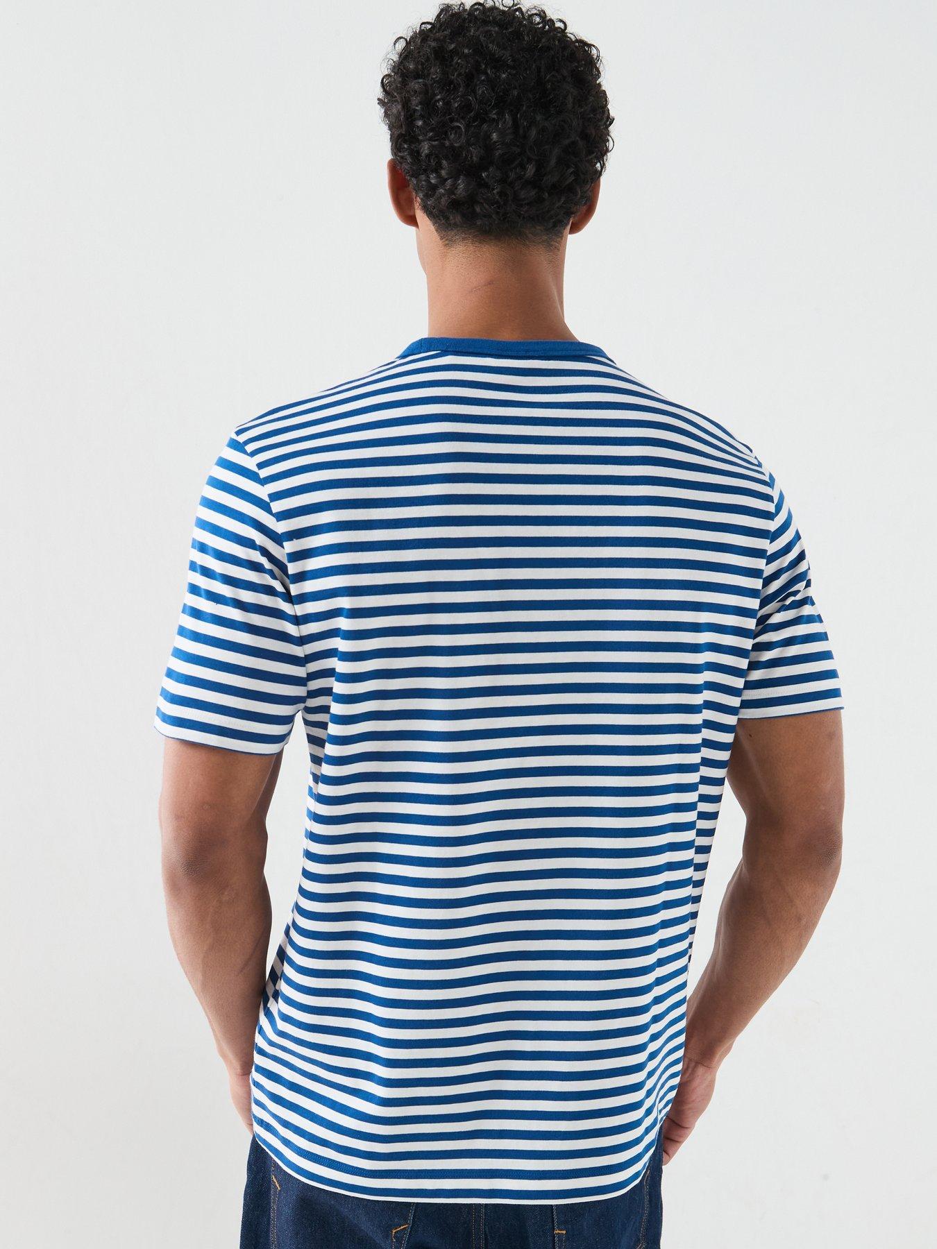 Image 2 of 5 of HUGO Demptee Nautical Stripe T-Shirt - Bright Blue