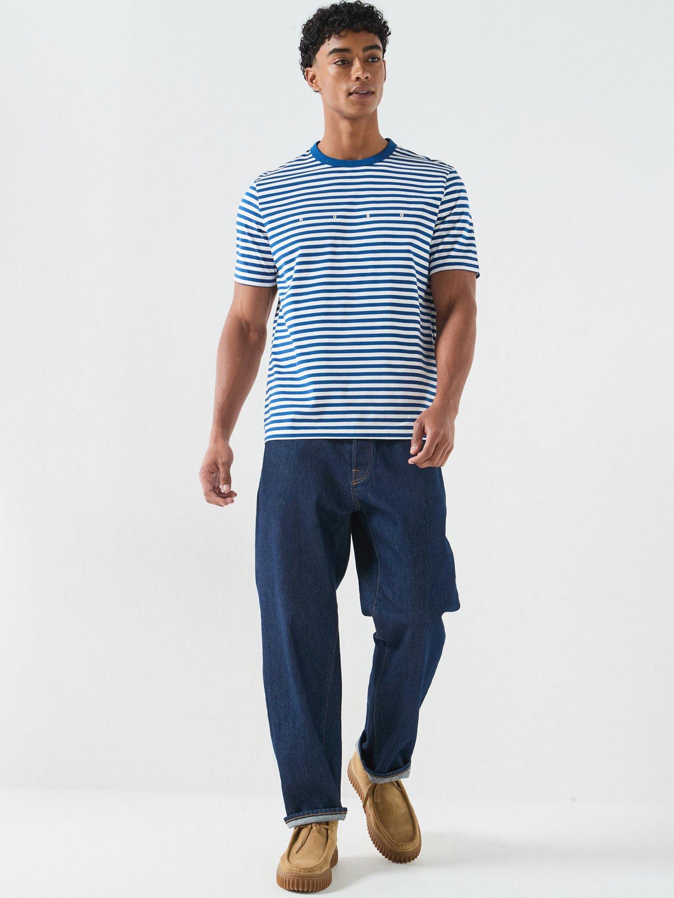Image 3 of 5 of HUGO Demptee Nautical Stripe T-Shirt - Bright Blue
