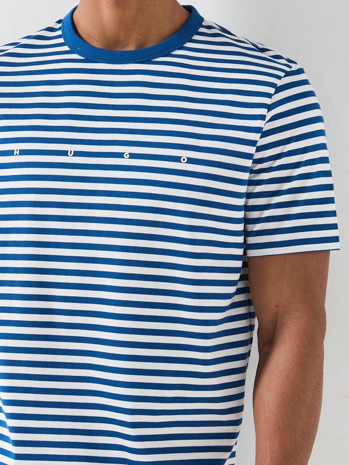 Image 4 of 5 of HUGO Demptee Nautical Stripe T-Shirt - Bright Blue