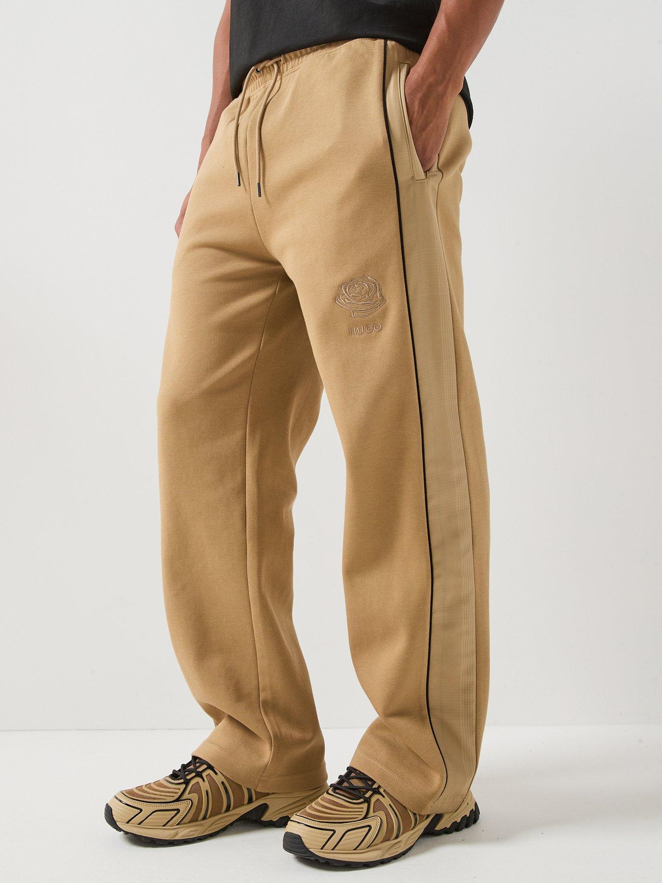 HUGO Dislano Rose Logo Open Cuff Joggers - Beige