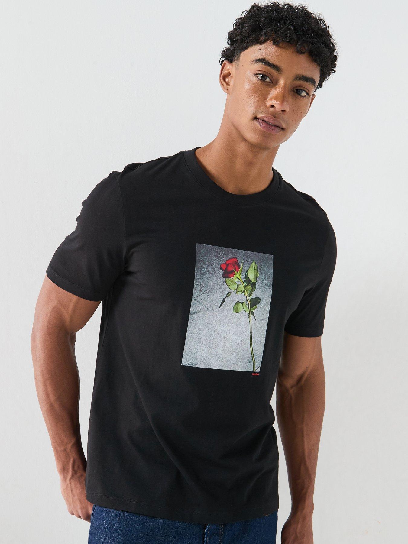 HUGO Hugo Durose Rose Graphic T-shirt - Black