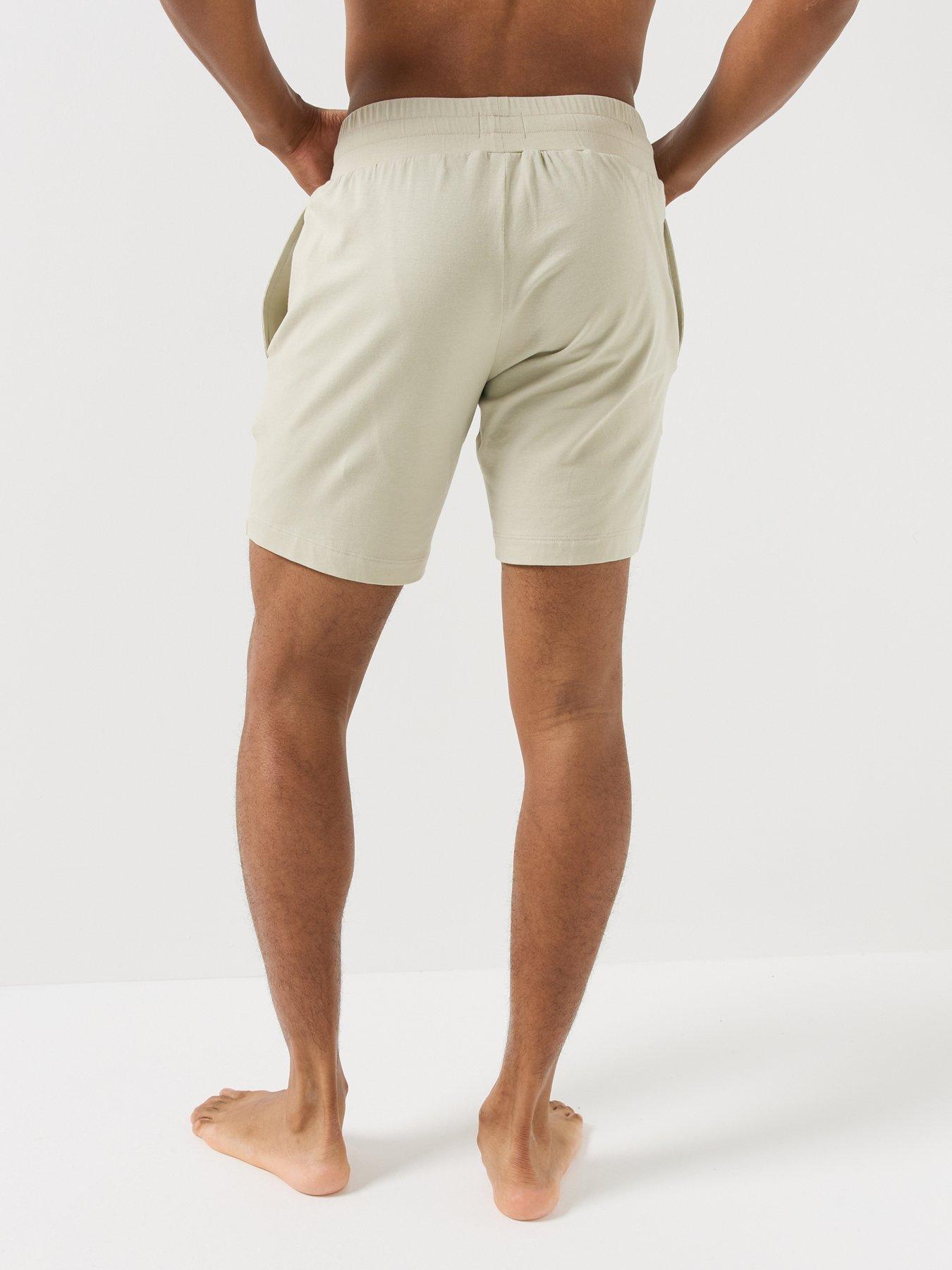 Image 2 of 5 of HUGO Mens Cotton-Stretch Textured Sleeve Lounge T-Shirt - Beige