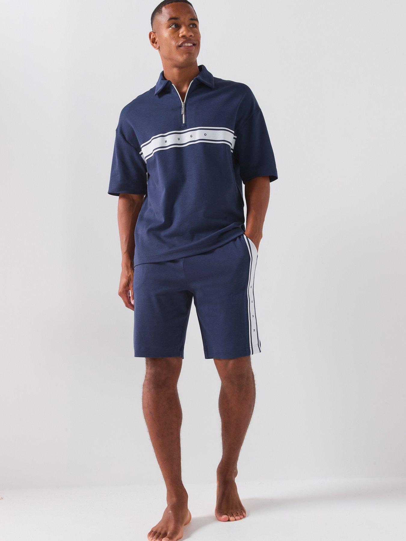Image 3 of 6 of HUGO Bodywear Nautix Spaced Logo Zip Neck Polo Shirt - Navy