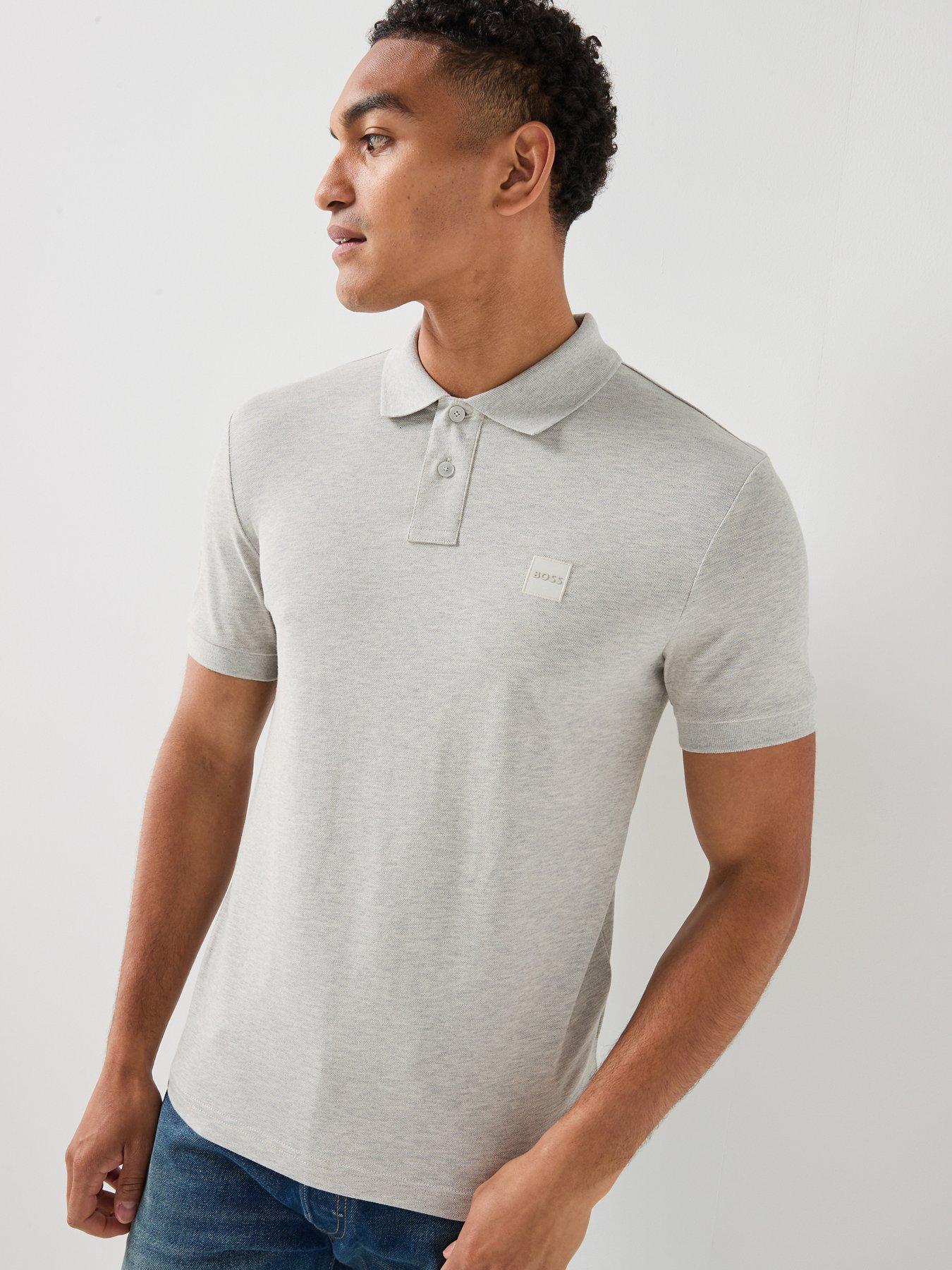 BOSS Passenger Tonal Patch Logo Polo Shirt - Grey
