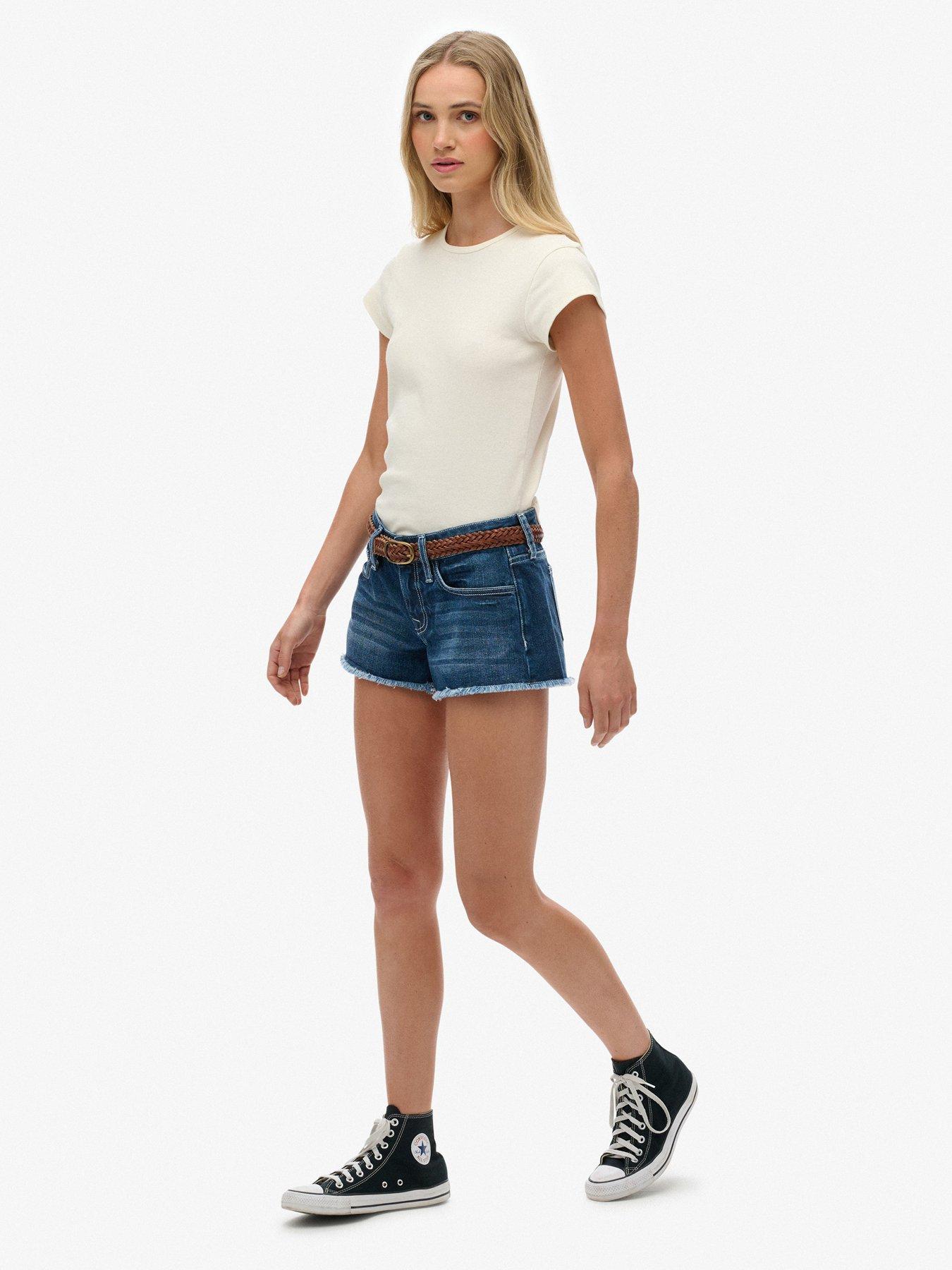 image of superdry-low-rise-denim-hot-shorts-navy