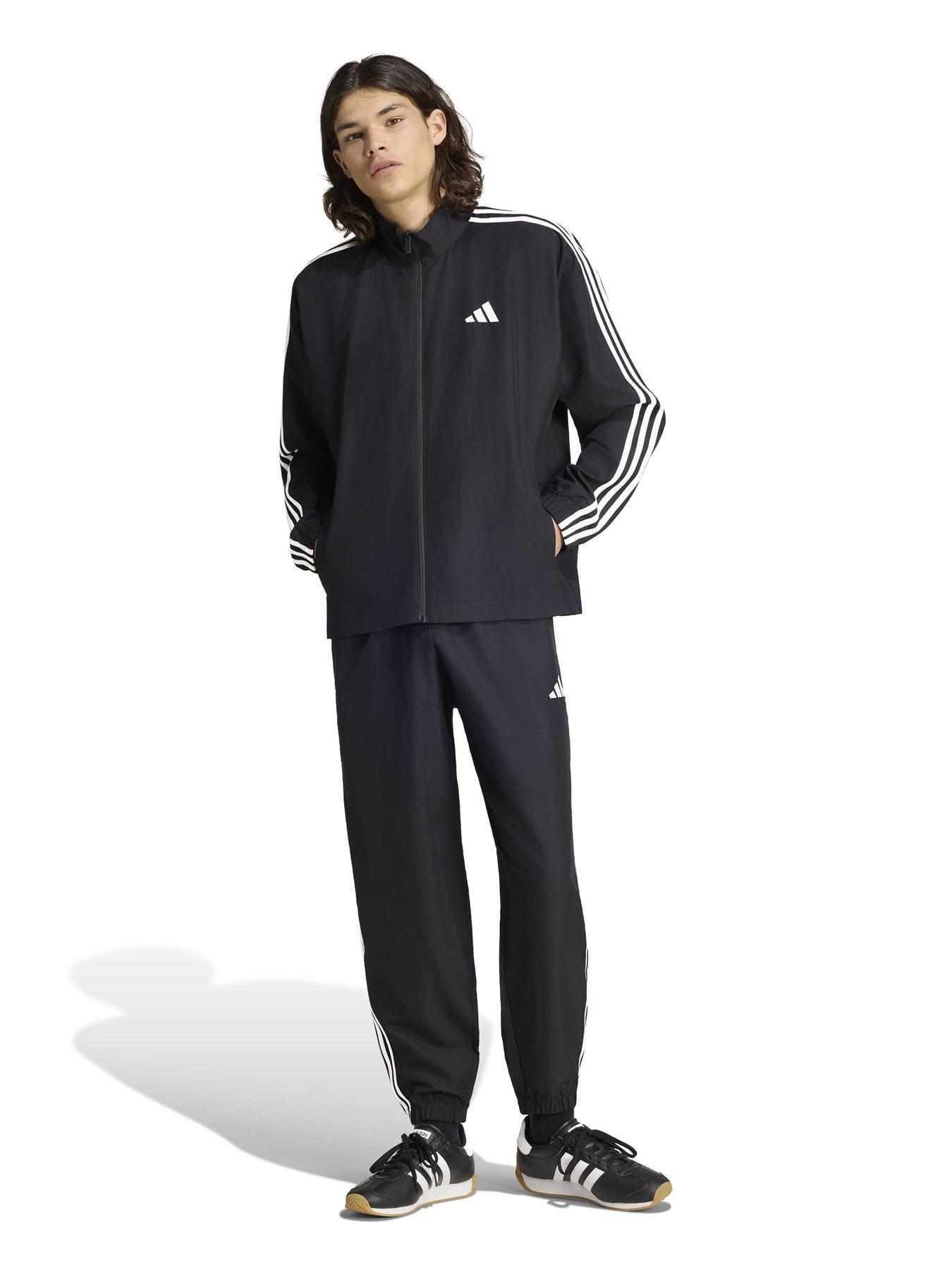 Image 1 of 5 of adidas Sportswear Mens 3 Stripe Woven Tracksuit - Black
