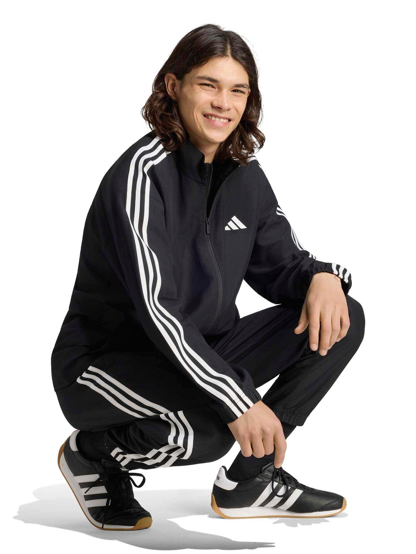 Image 3 of 5 of adidas Sportswear Mens 3 Stripe Woven Tracksuit - Black