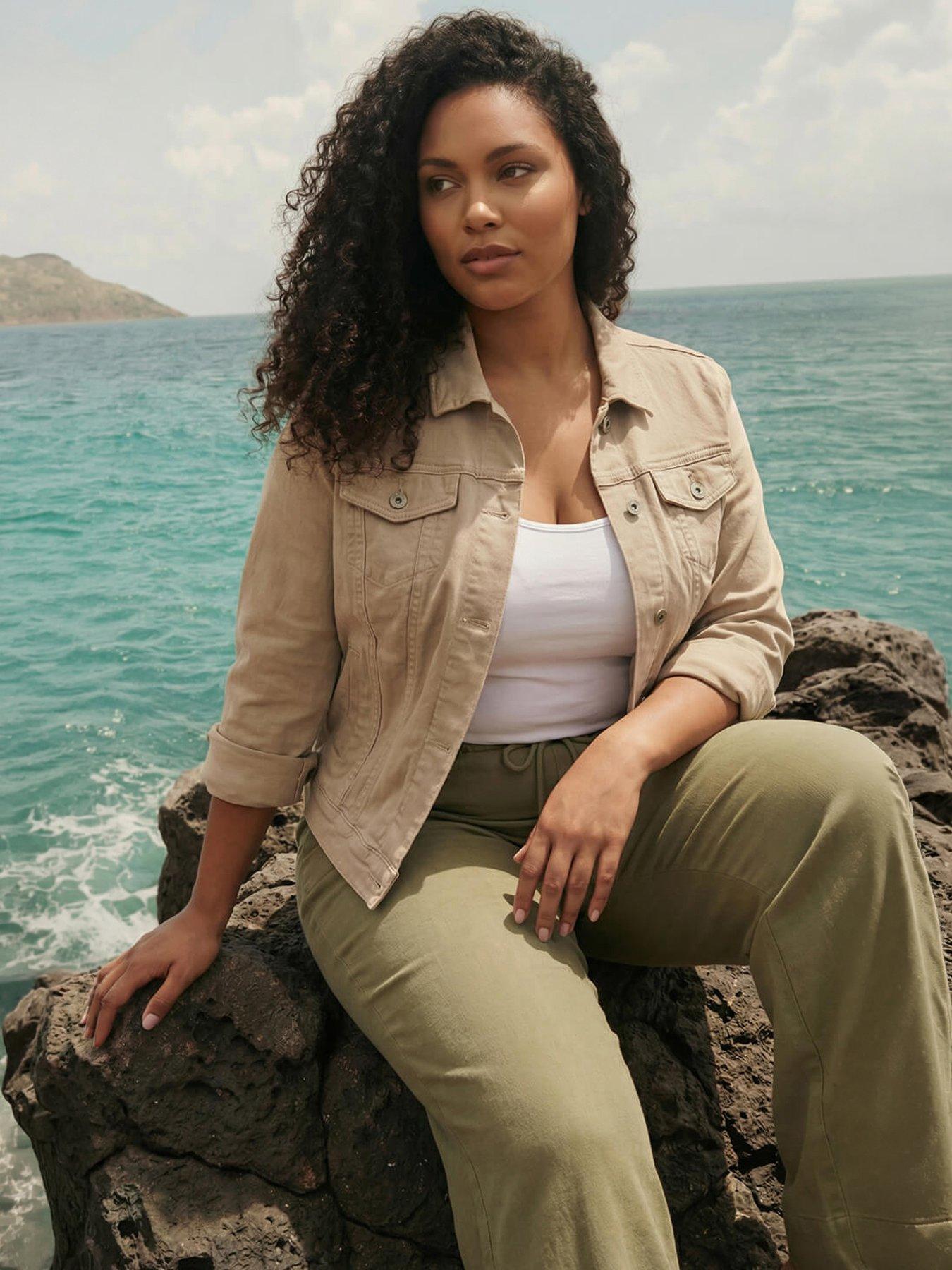 Image 3 of 4 of Roman Curve Mid Wash Denim Jacket