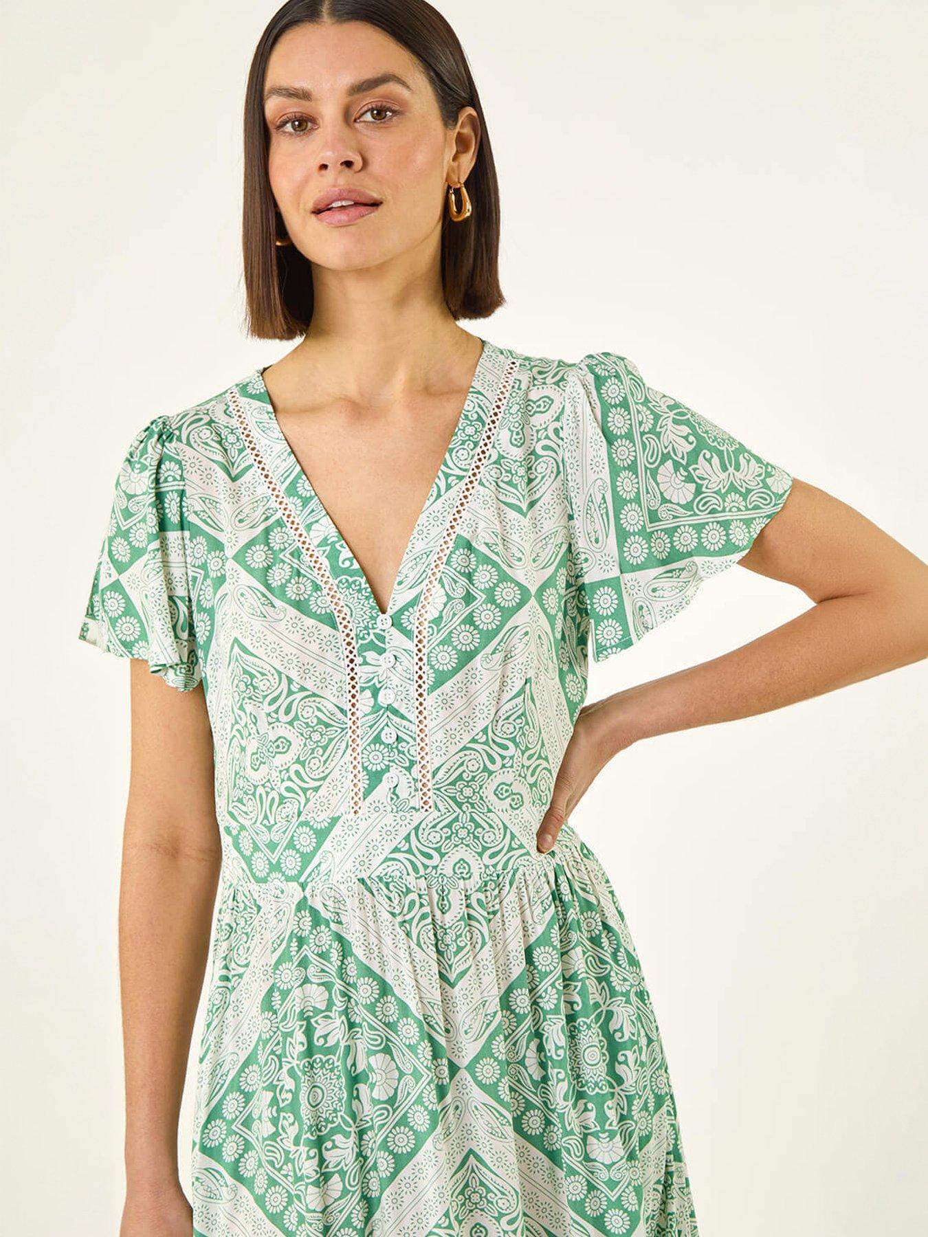 Image 4 of 5 of Roman Lace Detail V-neck Midi Dress
