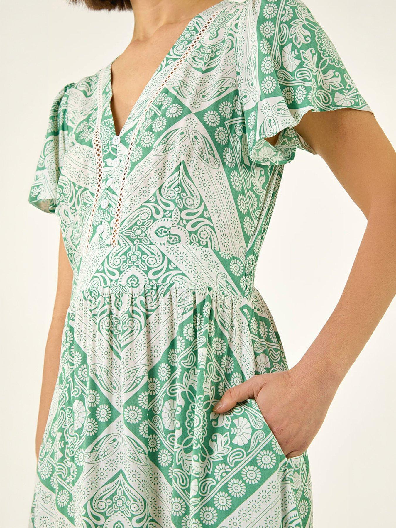 Image 5 of 5 of Roman Lace Detail V-neck Midi Dress