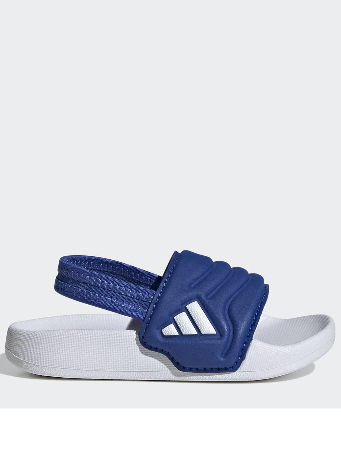 adidas Sportswear Infant Kids' Adilette Estrap 2.0 Slides with Heel Strap and Contoured Footbed - Blue