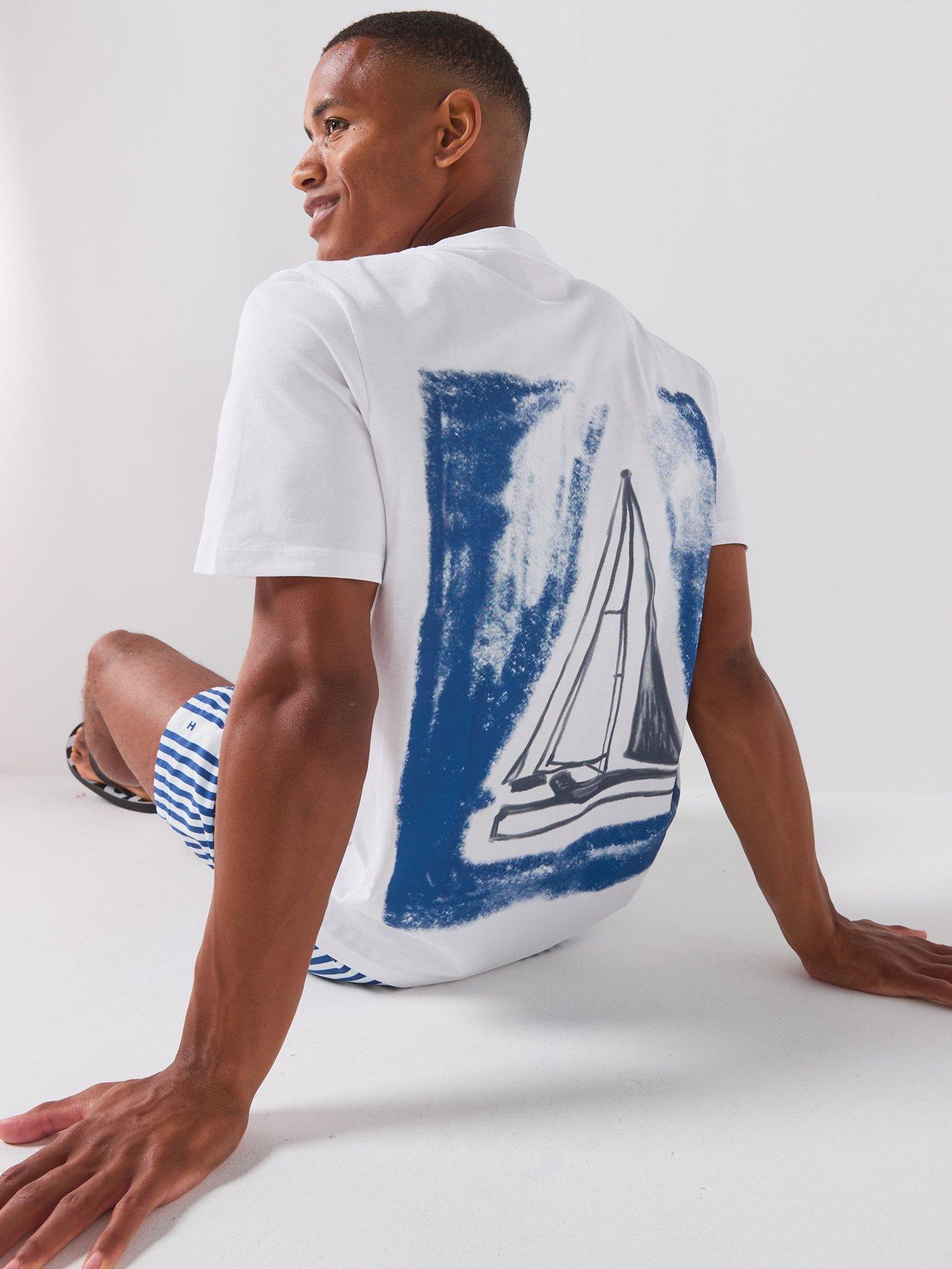 HUGO Disail Sail Boat Graphic T-Shirt - White