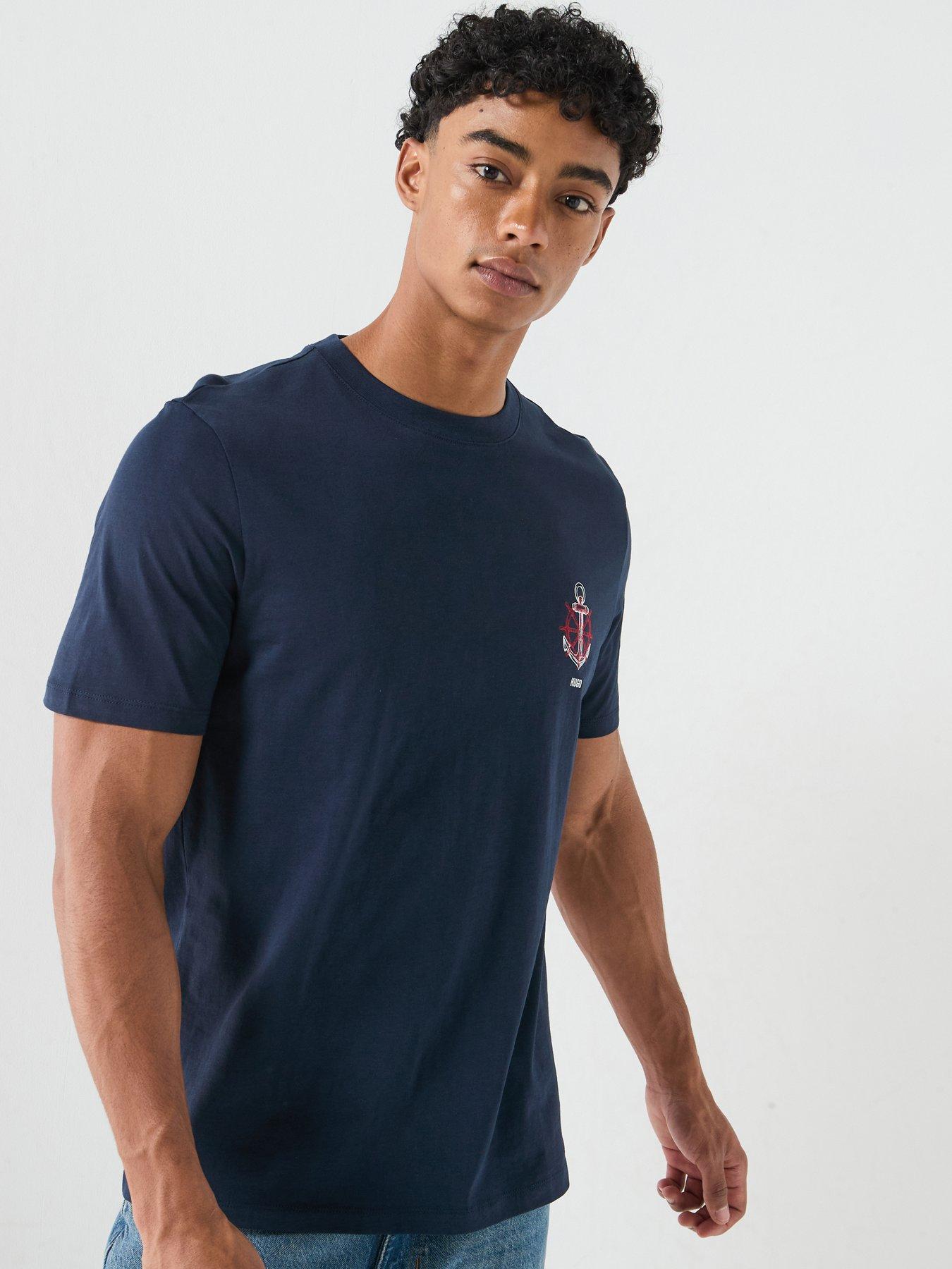 HUGO Disail Sail Boat Back Graphic T-Shirt - Navy