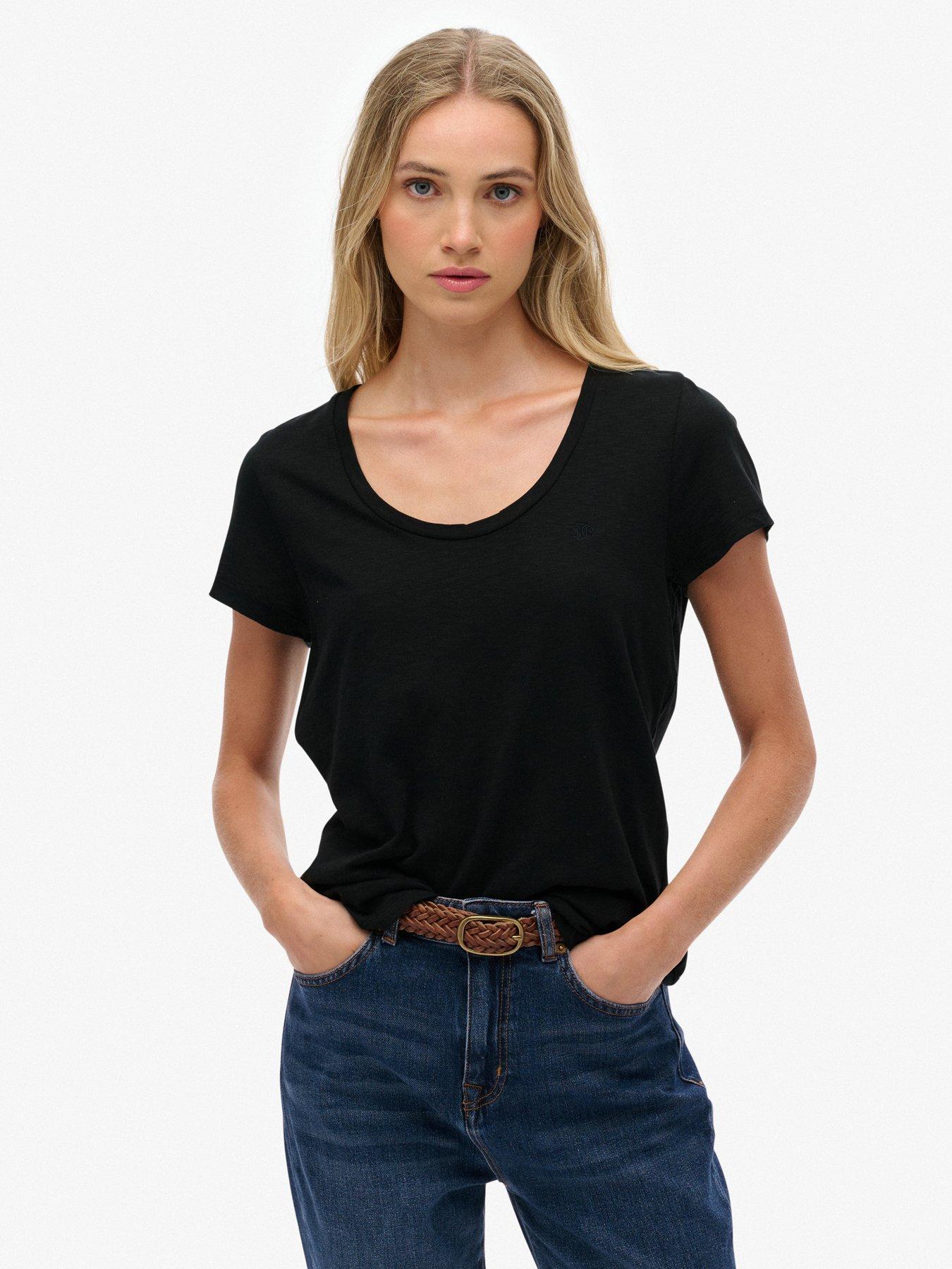 Image 1 of 6 of Superdry Studios Scoop Neck Tee - Black