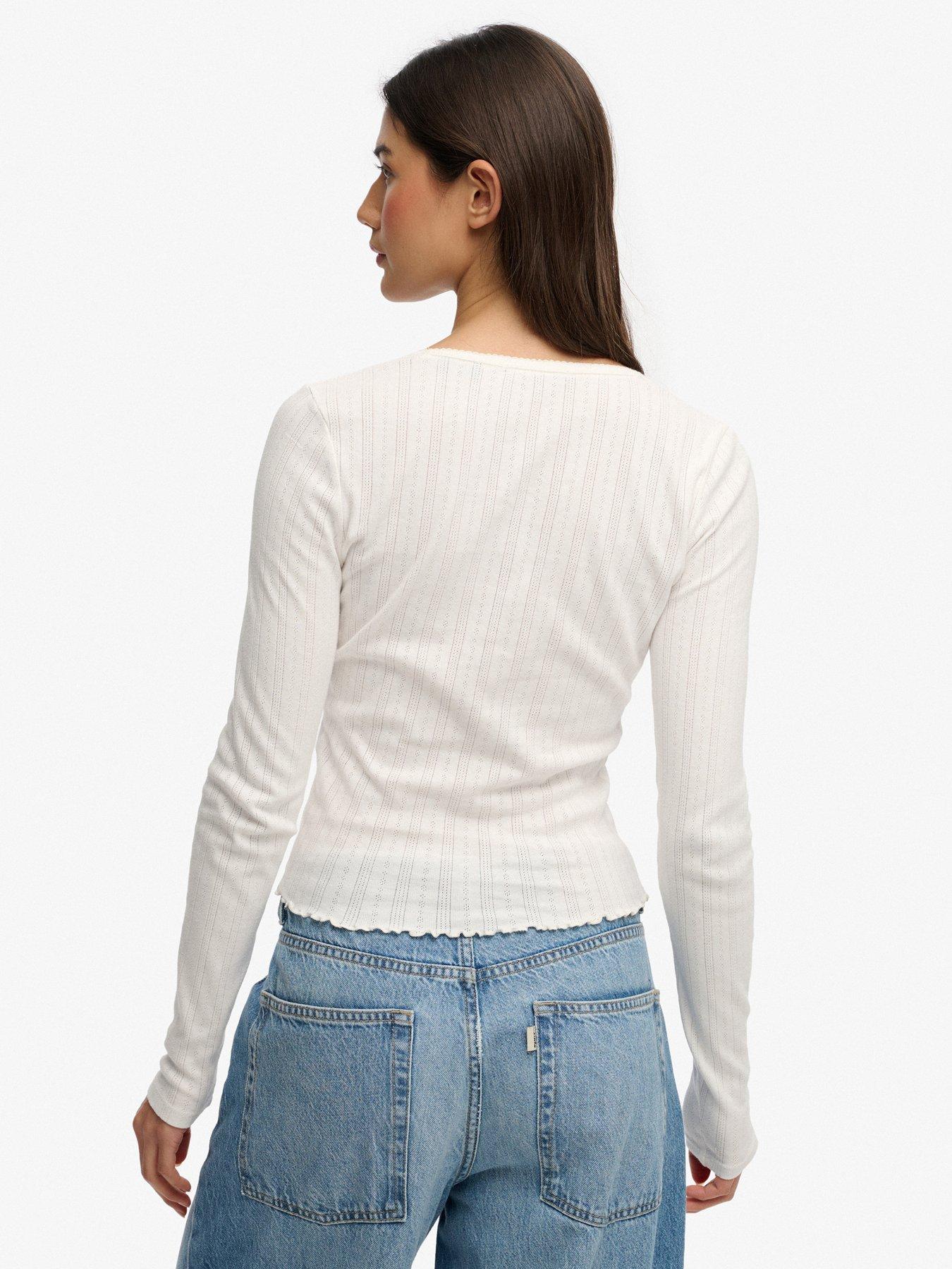  image of superdry-ath-ess-pointelle-cardigan-cream