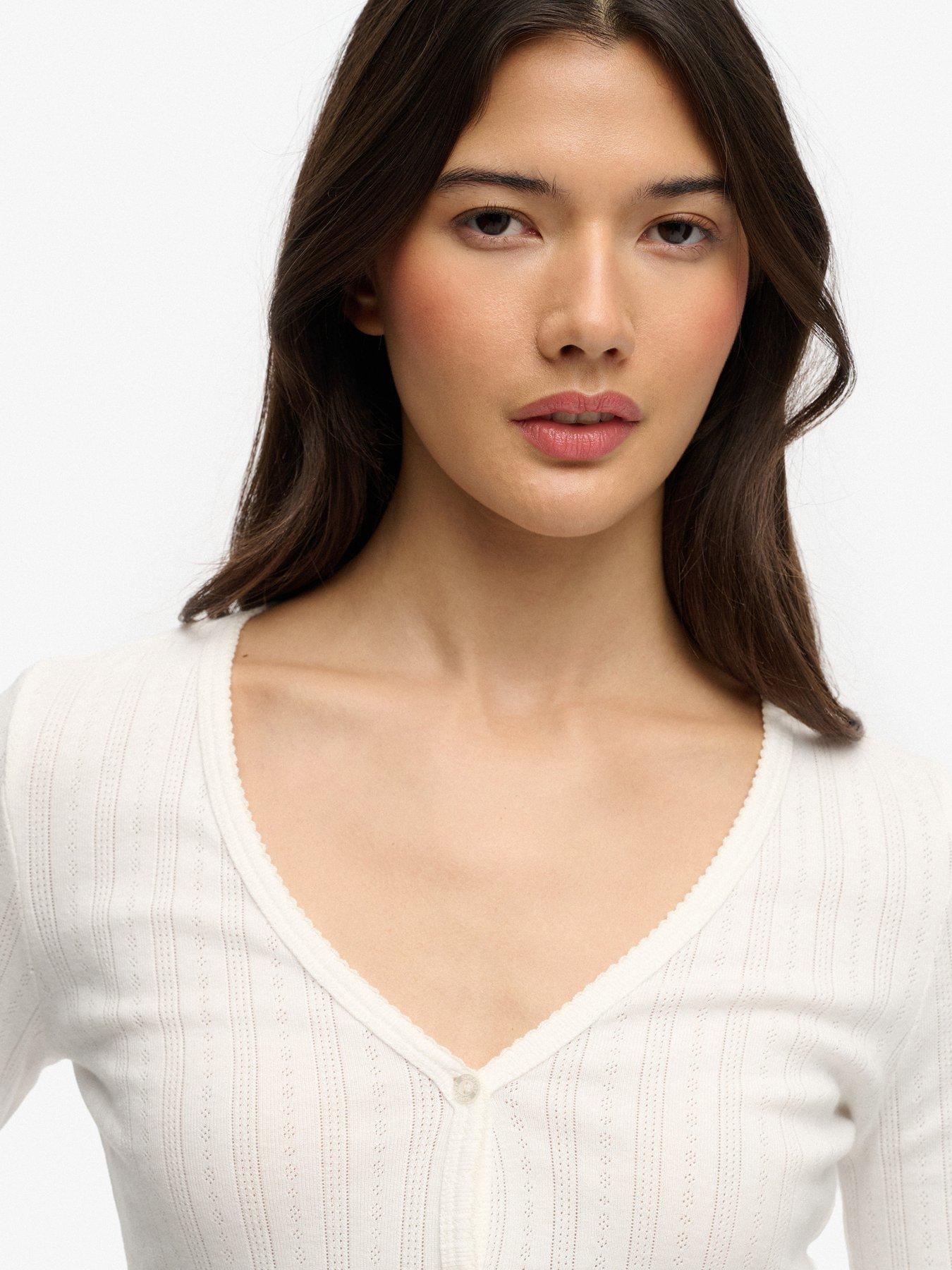  image of superdry-ath-ess-pointelle-cardigan-cream