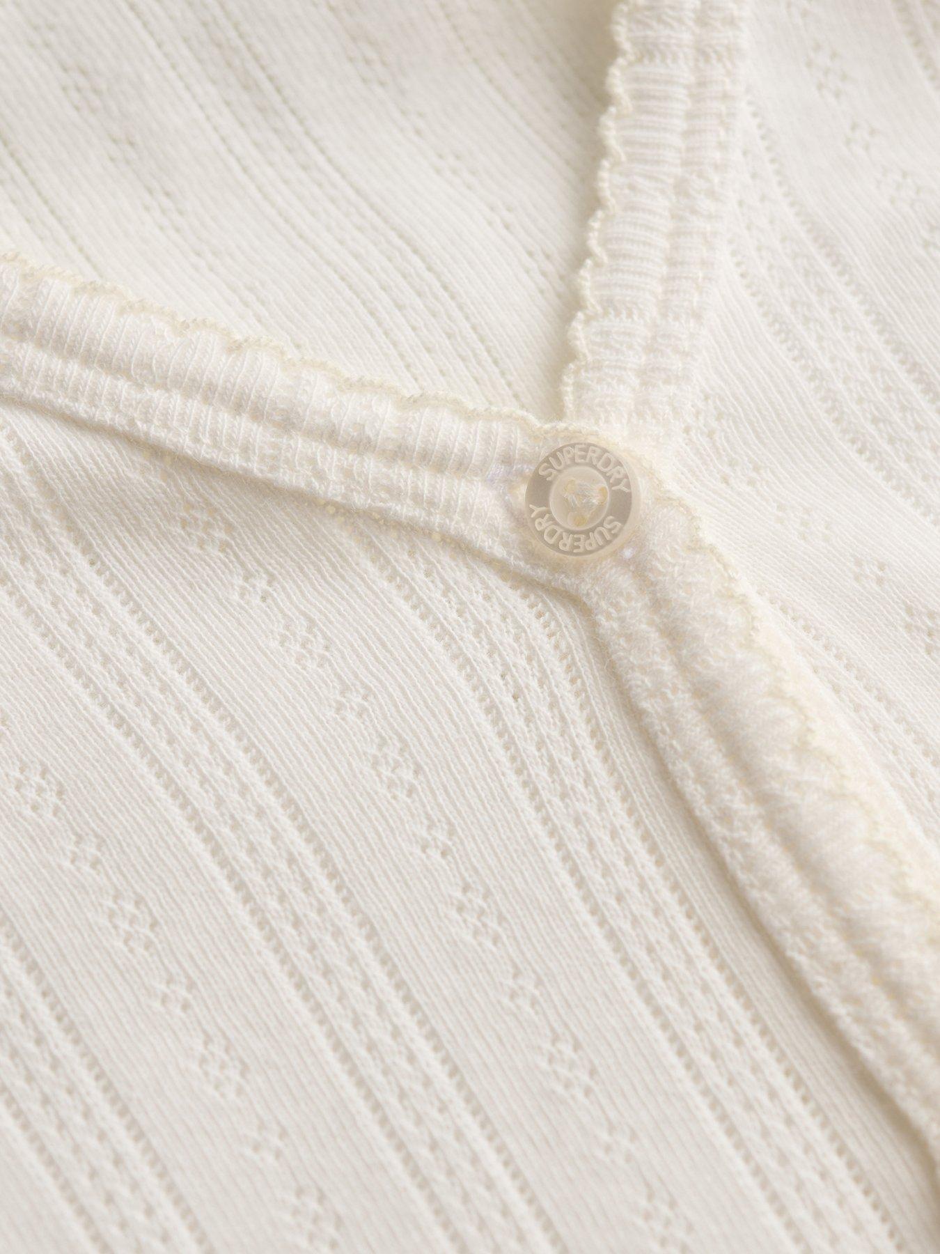  image of superdry-ath-ess-pointelle-cardigan-cream