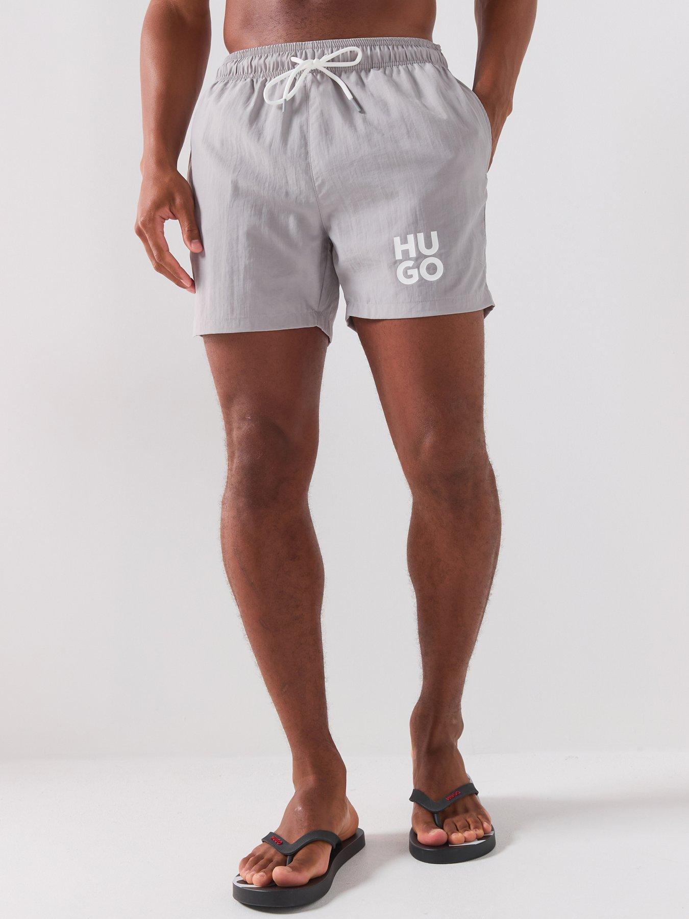 HUGO Paolo Small Logo Swim Shorts - Grey