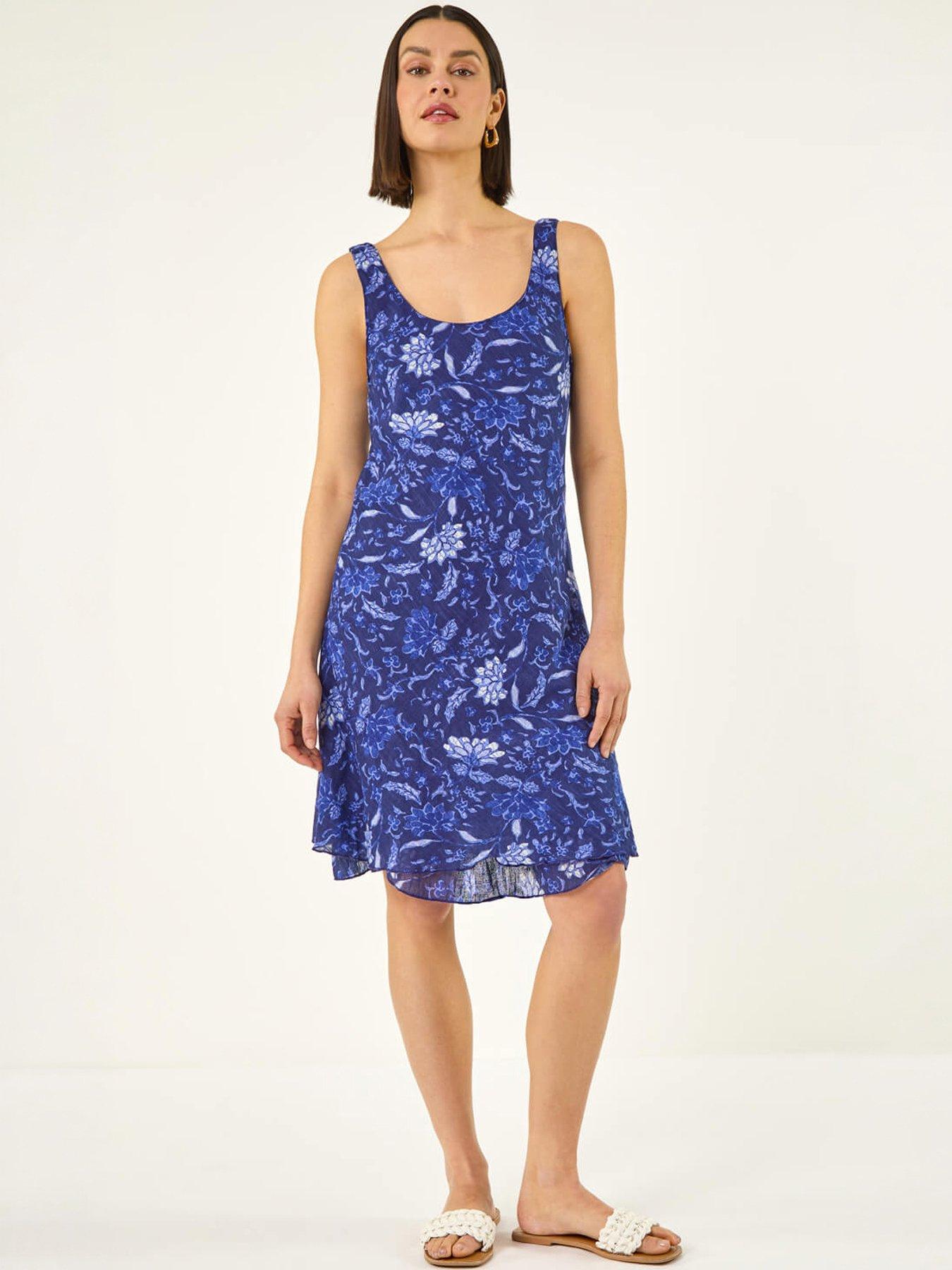 Roman Floral Print Double Layer Dress