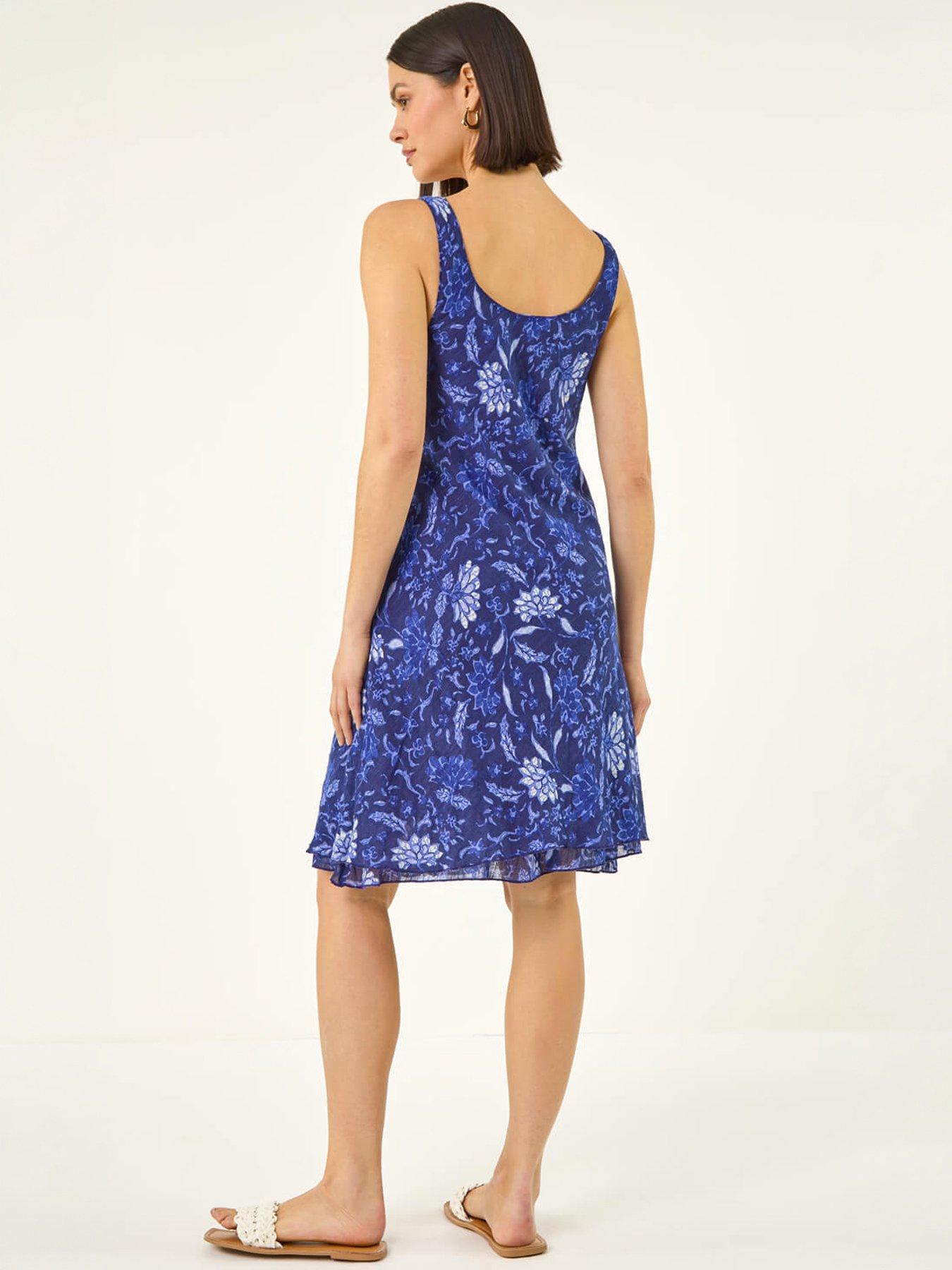 Image 2 of 5 of Roman Floral Print Double Layer Dress
