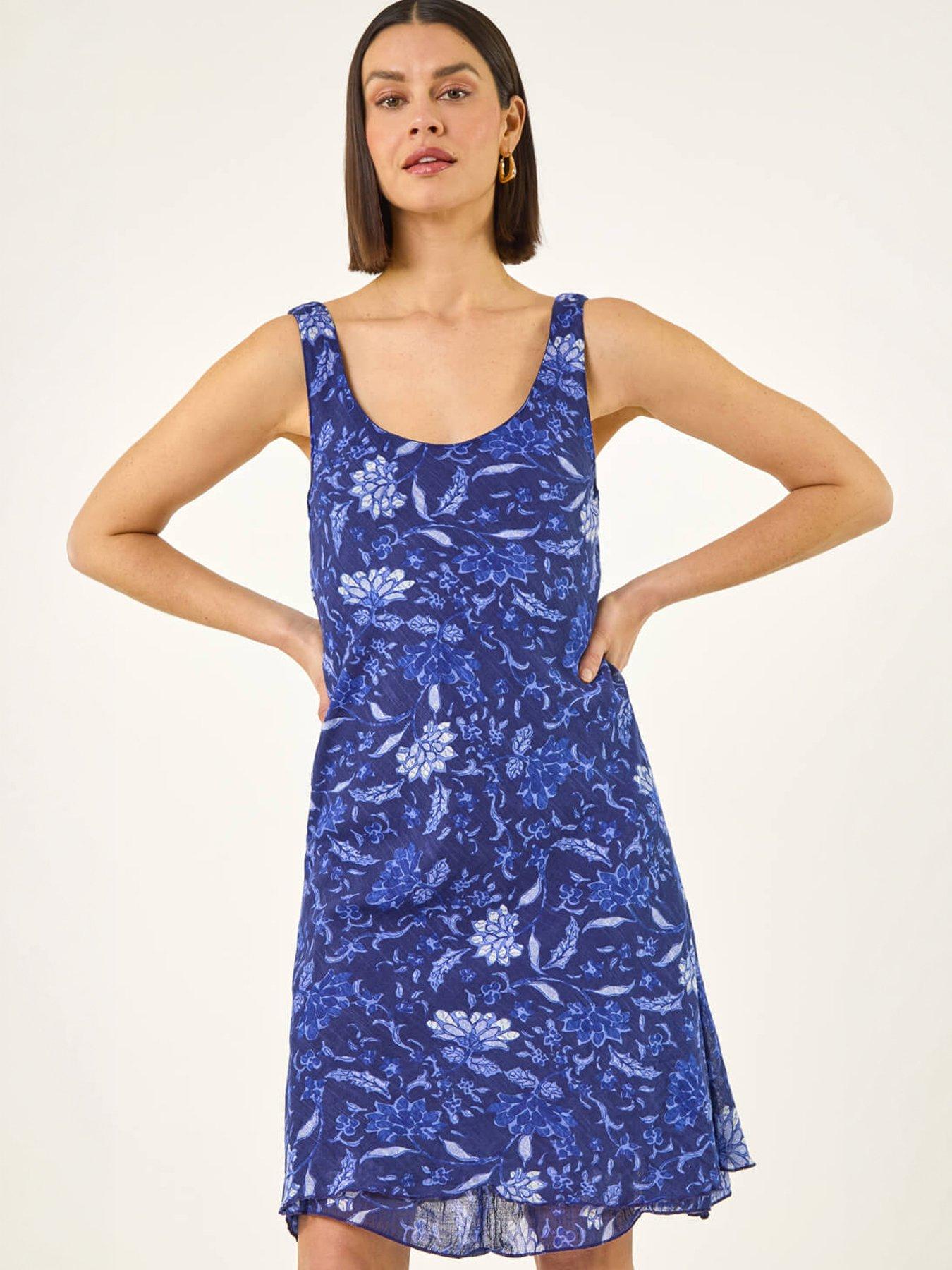 Image 3 of 5 of Roman Floral Print Double Layer Dress