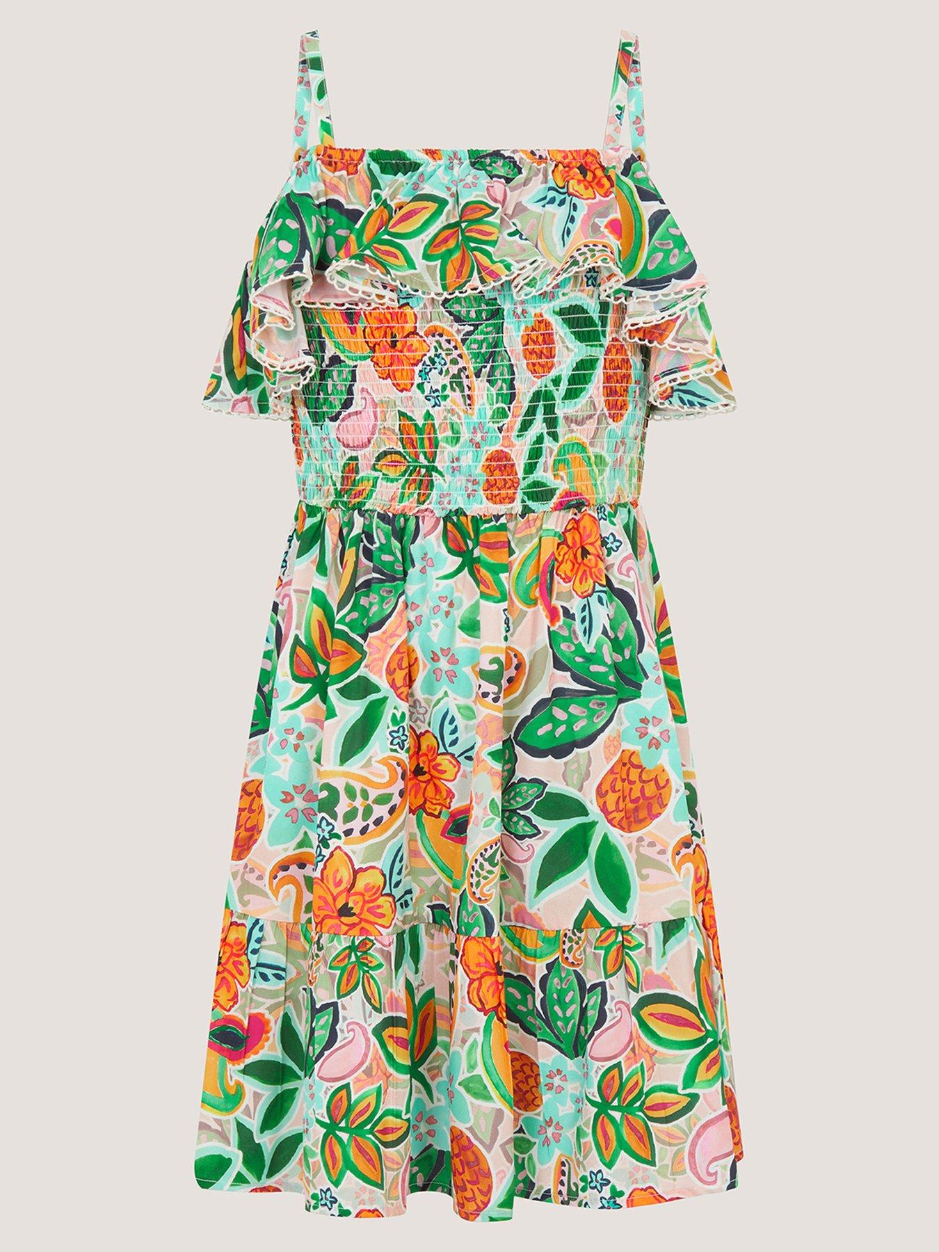 Monsoon Girls Tropical  Dress - Multi
