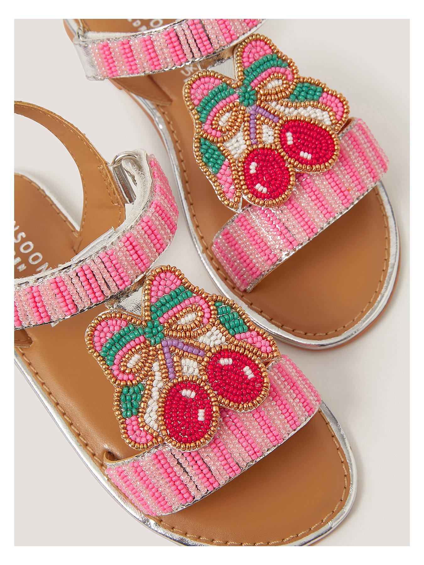 Image 3 of 3 of Monsoon Girls Cherry Beaded Sandals - Multi