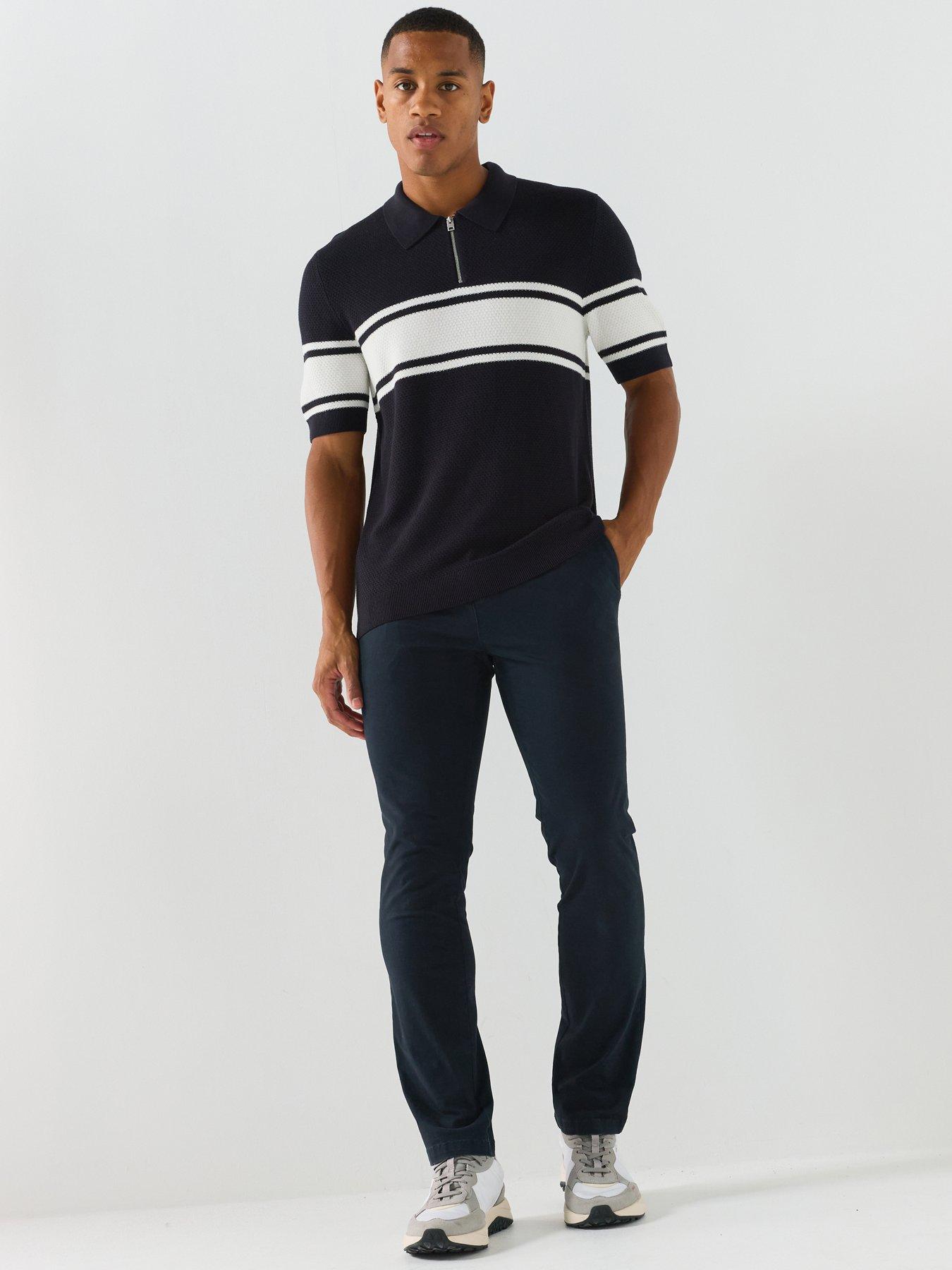 HUGO Sholton Knitted Polo Shirt - Navy