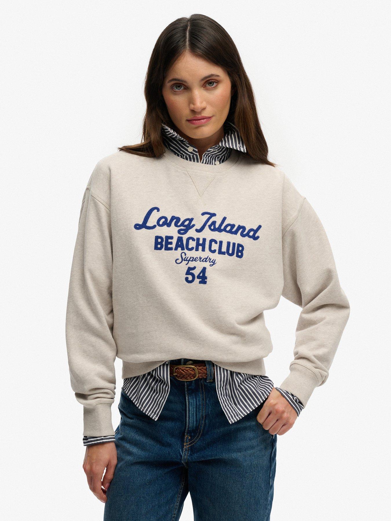 Superdry Beach Club Loose Crew Sweatshirt - Cream