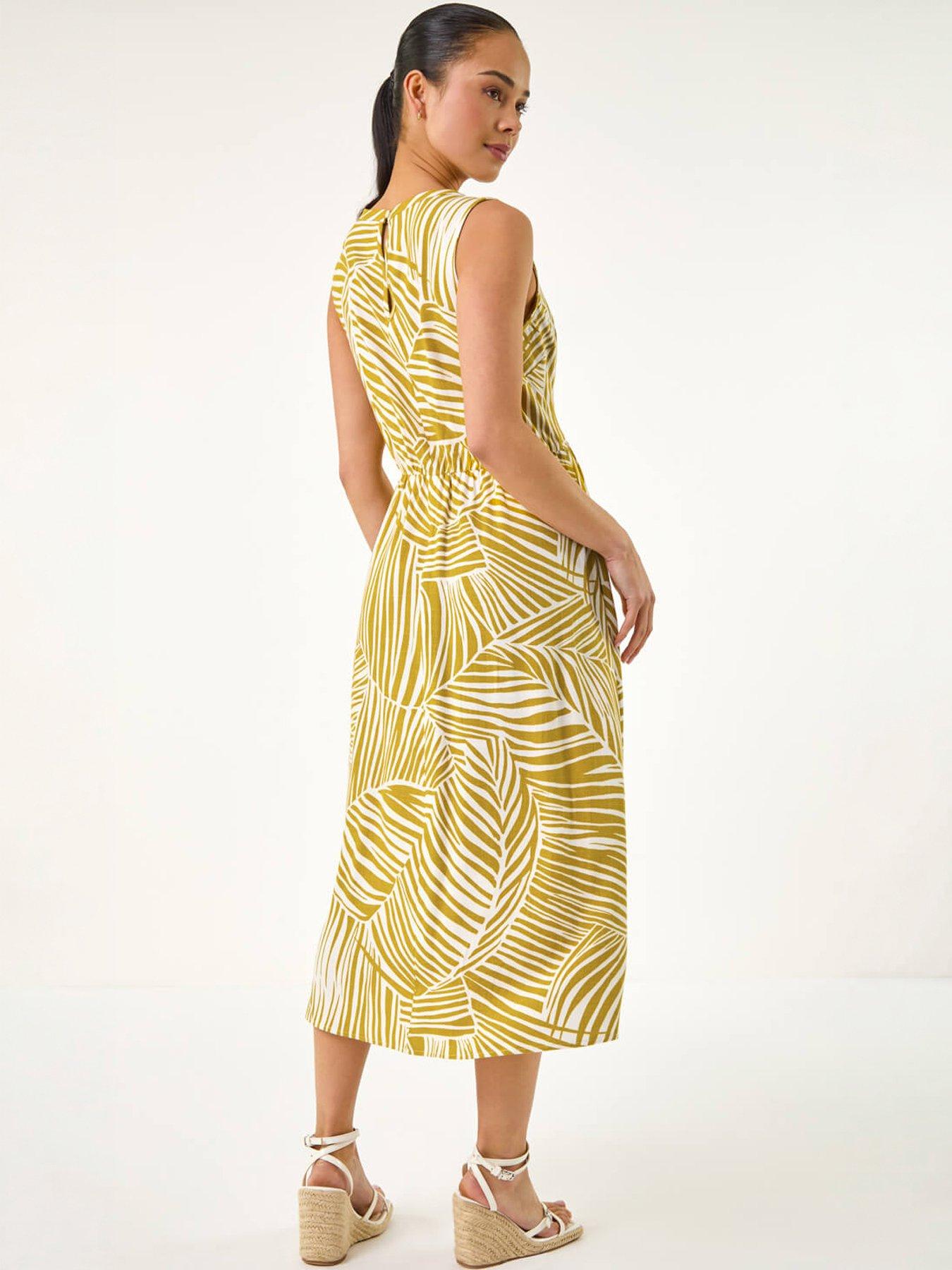Image 2 of 5 of Roman Petite Abstract Leaf Midi Dress