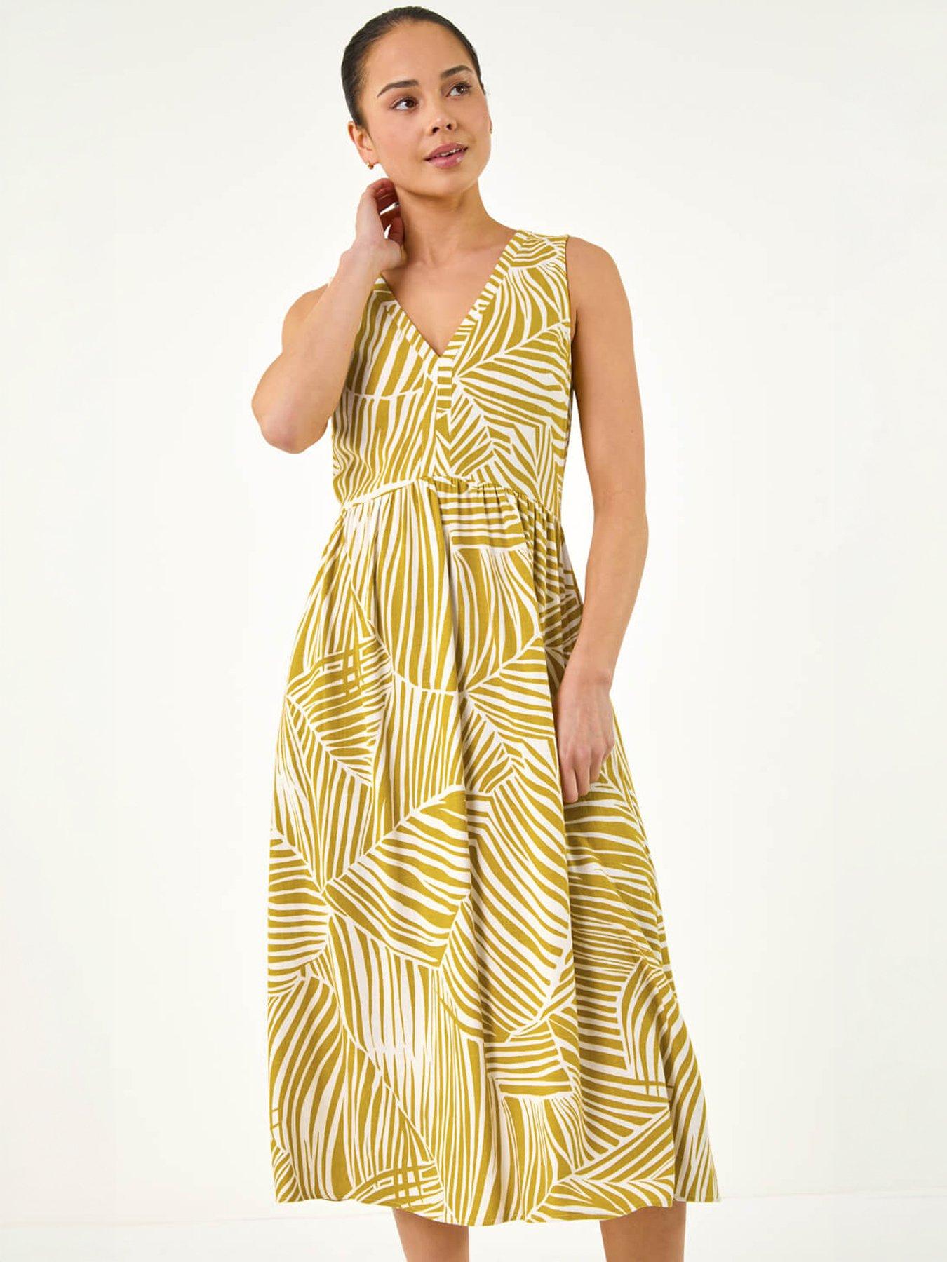 Image 3 of 5 of Roman Petite Abstract Leaf Midi Dress