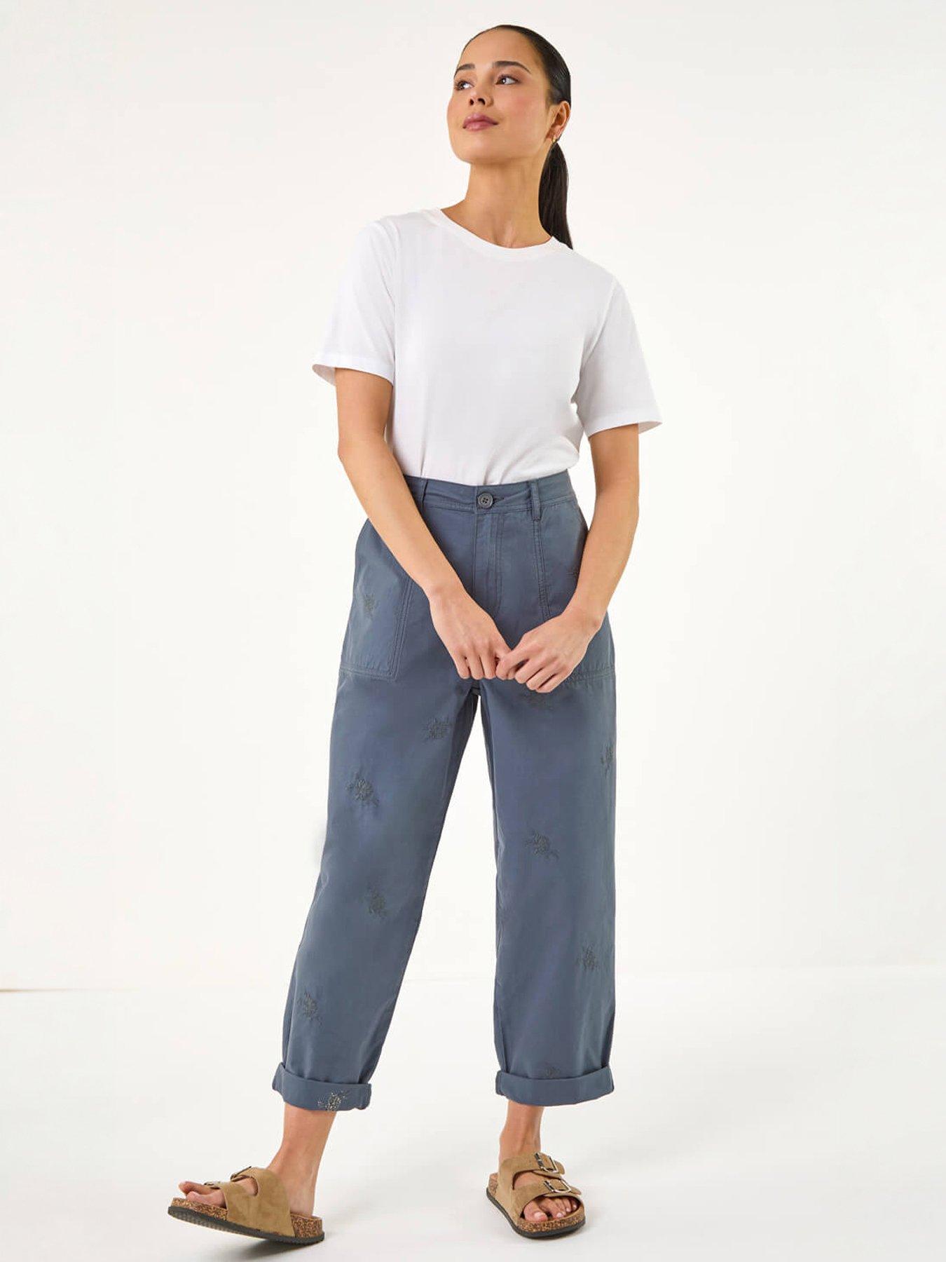 Image 3 of 5 of Roman Petite Cotton Embroidered Trouser